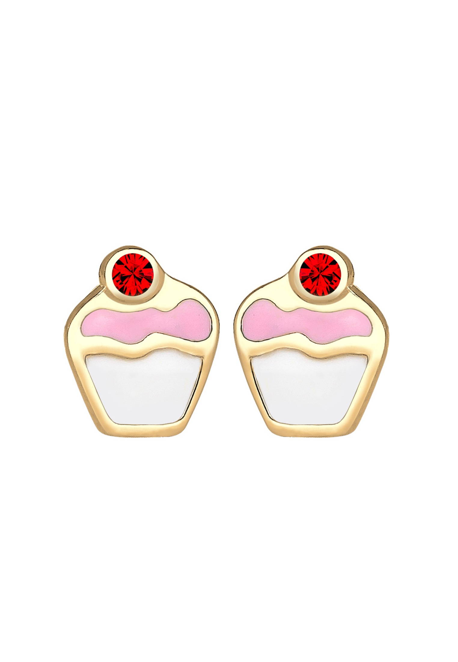 Elli Paar Ohrstecker »Ohrringe Kinder Cupcake Kristalle 925 Silber«