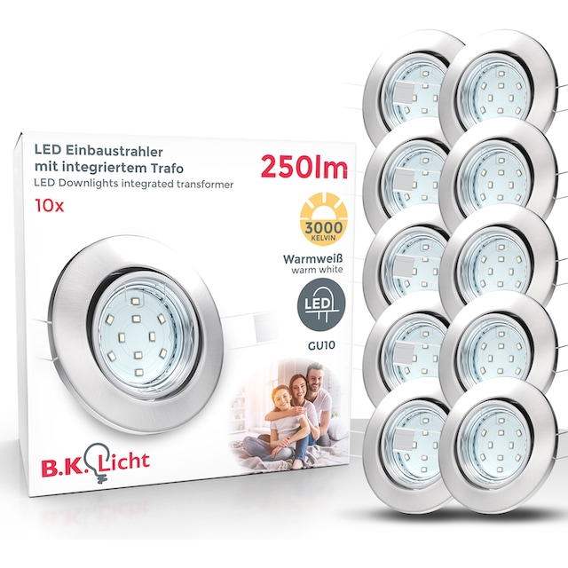 B.K.Licht LED Einbaustrahler, 10 flammig-flammig, LED Einbauleuchten,  schwenkbar, weiß, inkl. 3W 250lm GU10, Decken-Spot bestellen im OTTO Online  Shop