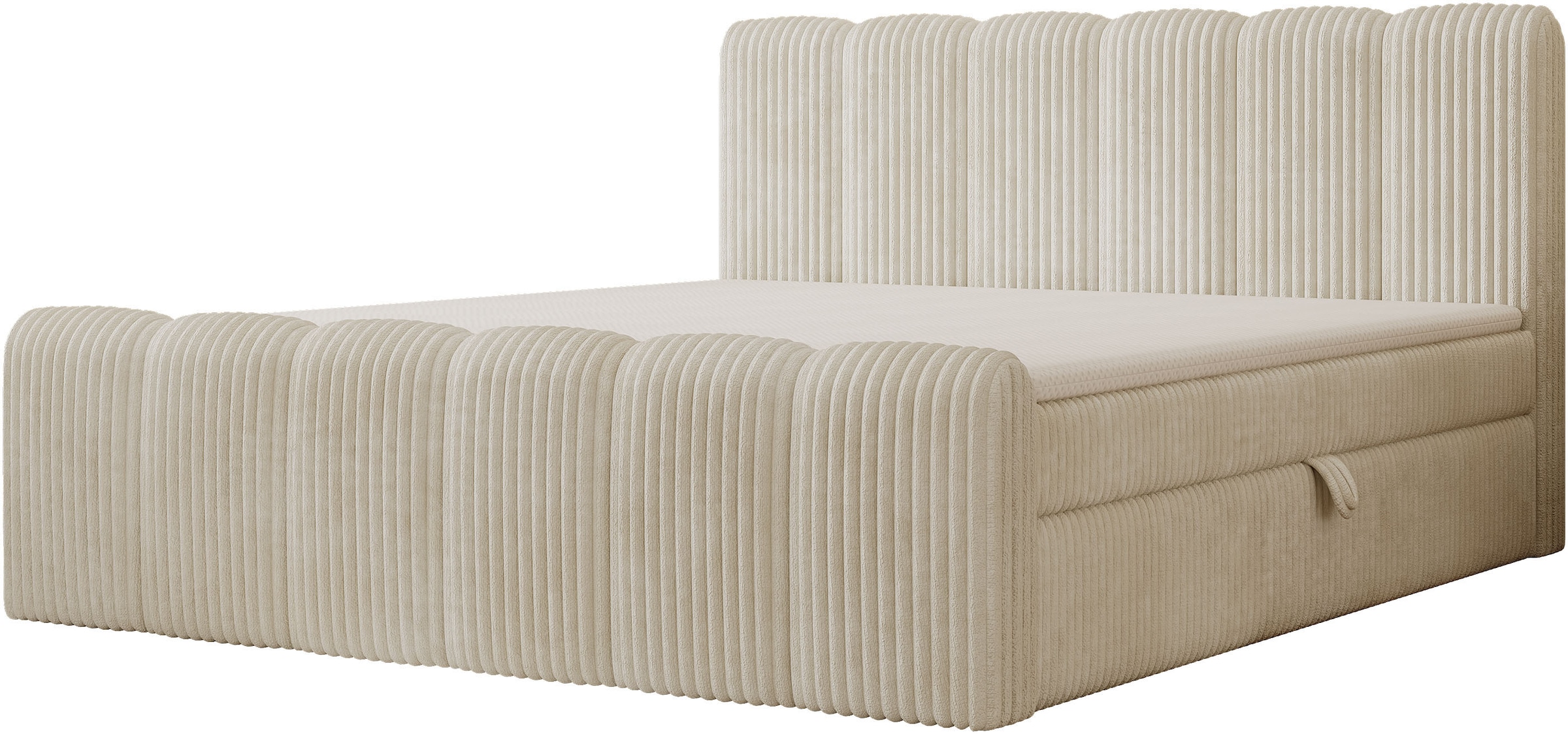 OTTO home Boxbett »SIVVA, Polsterbett mit Bettkasten, inkl. Taschenfederkernmatratze H3« mit Kaltschaumtopper, flauschiger Breit-Cord-Bezug, 180x200 cm