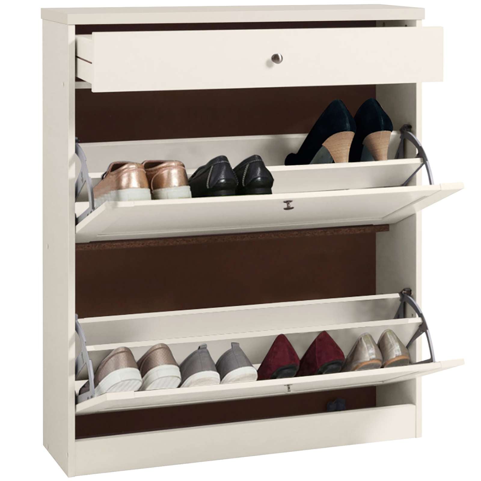 OTTO home Schuhschrank »Heide« Breite 90cm, mit Schubkasten, 2 Klappen und Facettenfront, Höhe 103cm