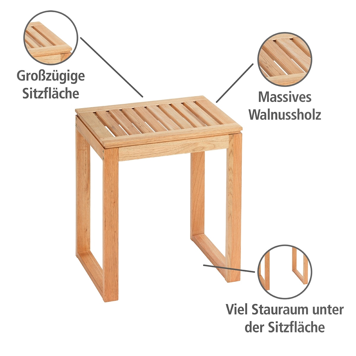 WENKO Badhocker »Norway«, aus massivem Walnussholz