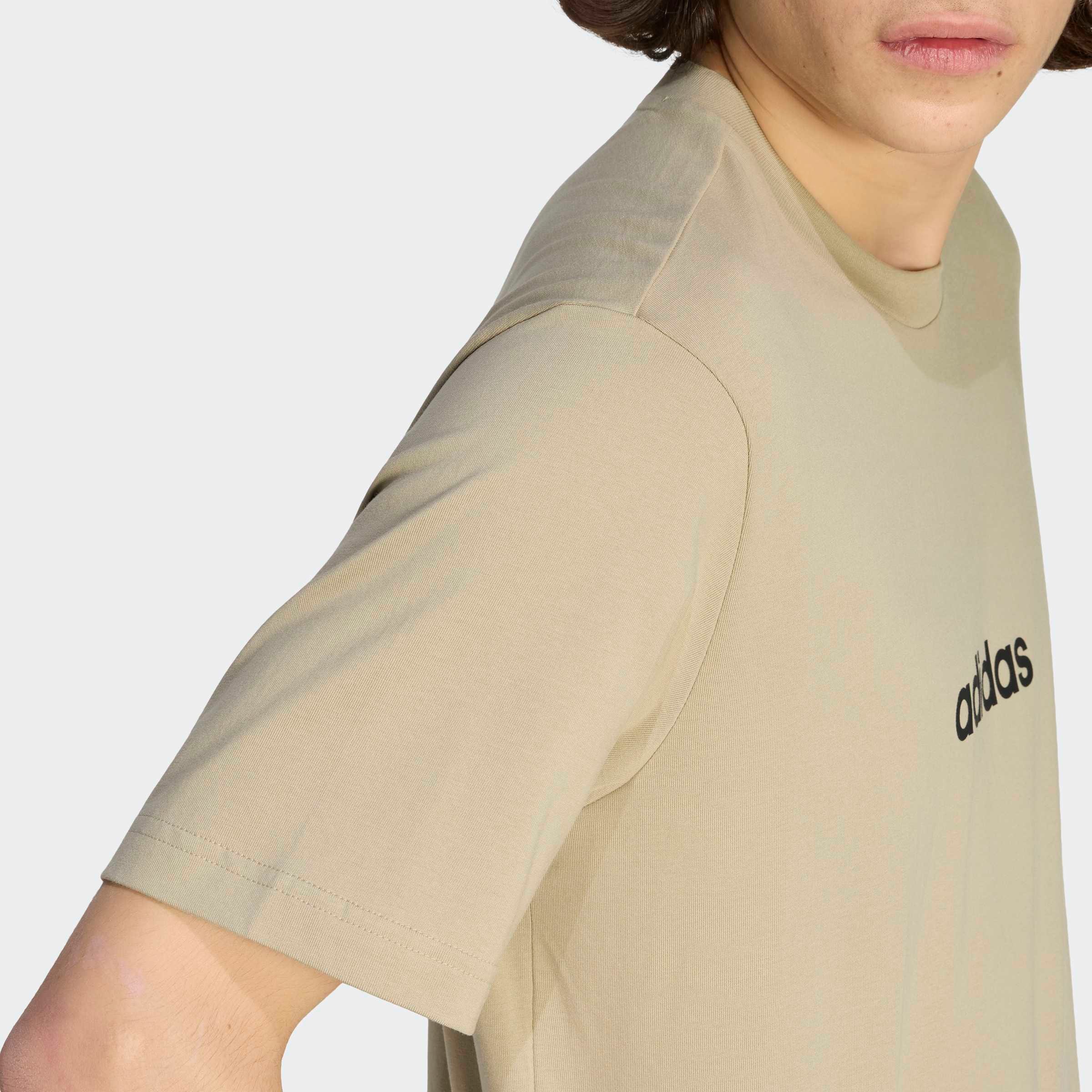 adidas Sportswear T-Shirt »ESSENTIALS LINEAR SINGLE JERSEY« überschnittene Schultern, Kurzarmdesign, aus Baumwolljersey
