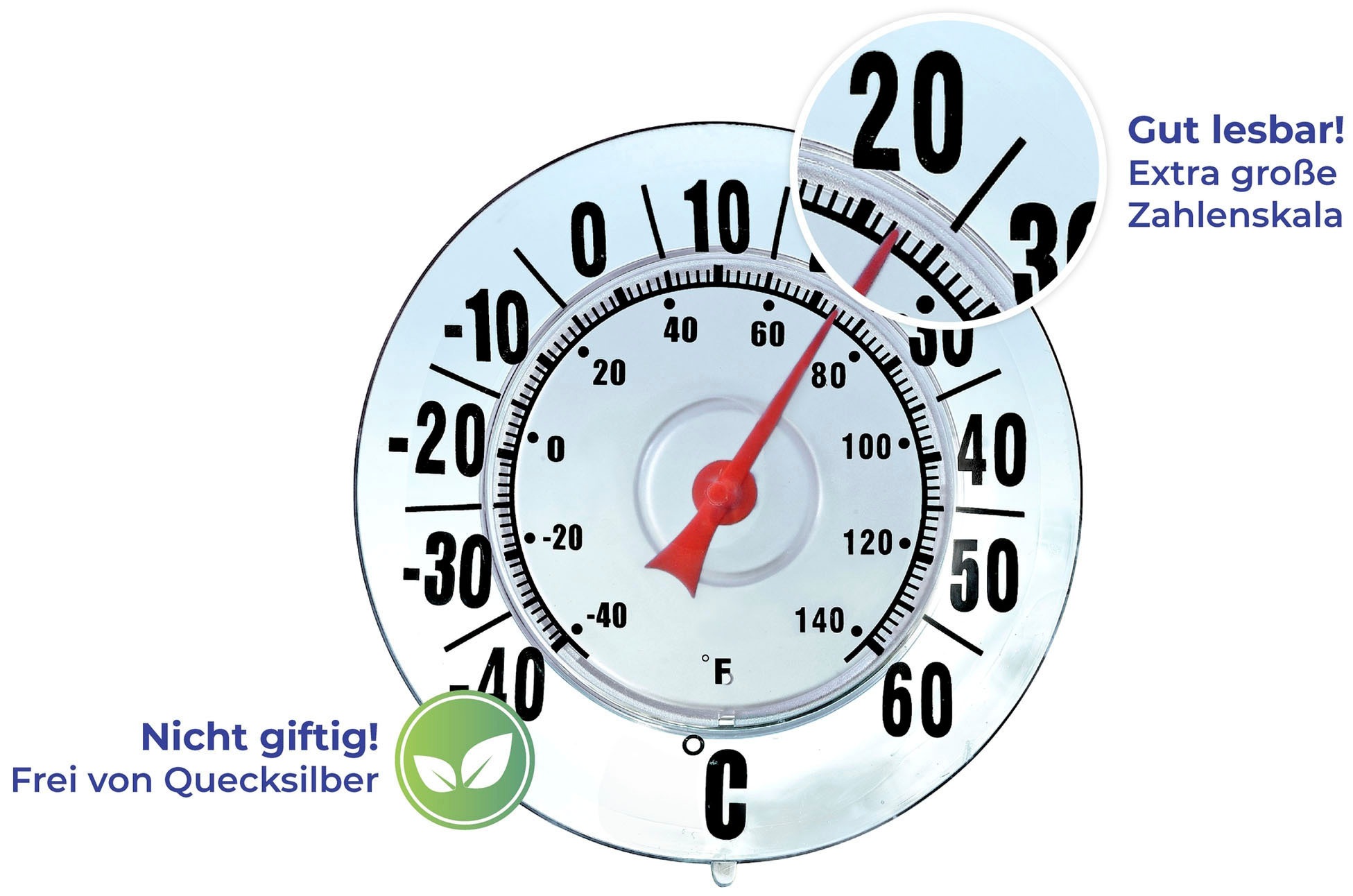 Maximex Fensterthermometer mit Saugnapf, für den Außenbereich