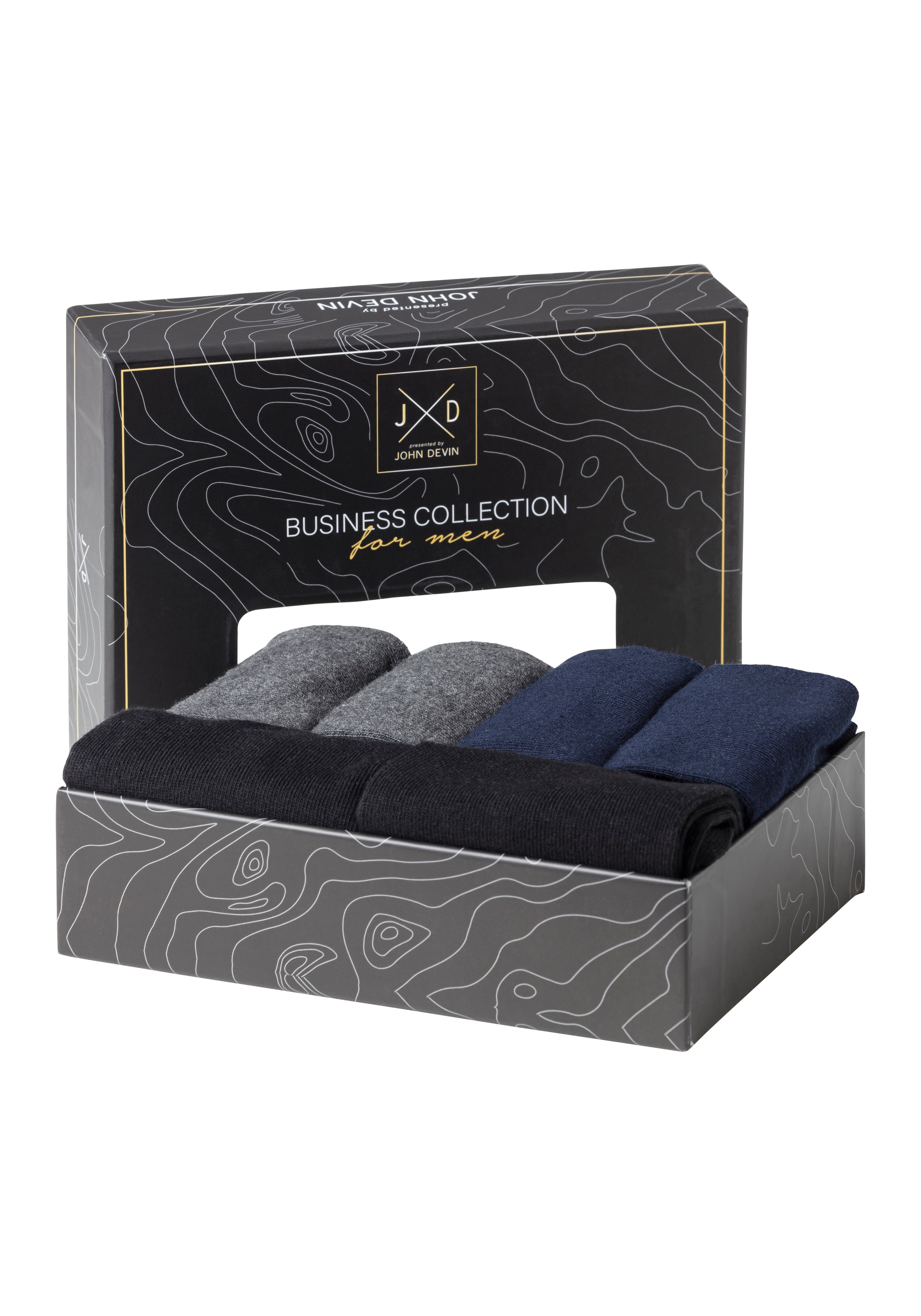 John Devin Businesssocken, (Packung, 6 Paar), lange Form, wertig in Box verpackt