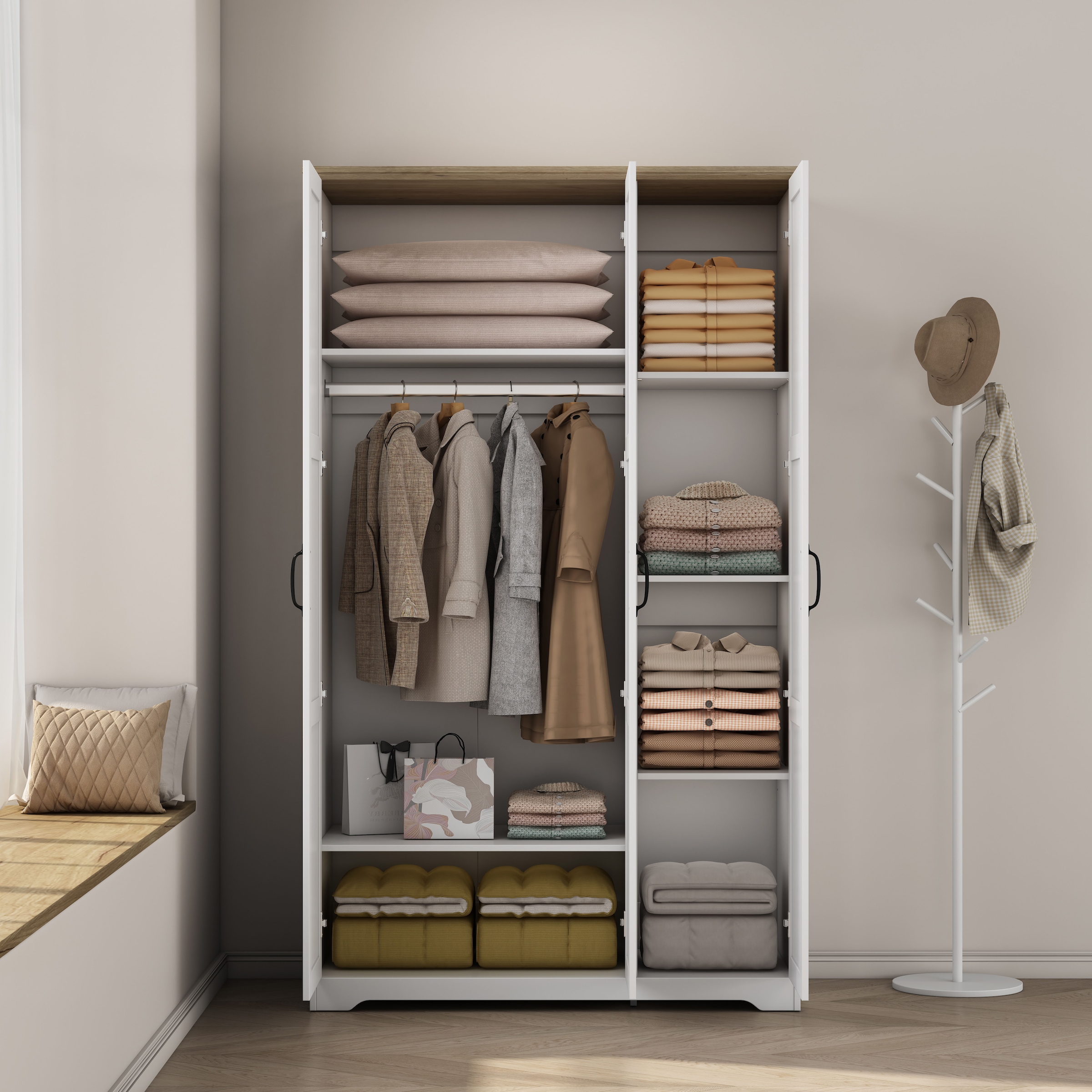 OTTO home Kleiderschrank »Emmilia Schrank Schlafzimmerschrank im Landhaus Design« Mit vielen Einlegeböden und Softclose,  Landhaus Schrank mit  3 Türen Breite 120,4 cm, Höhe 2m