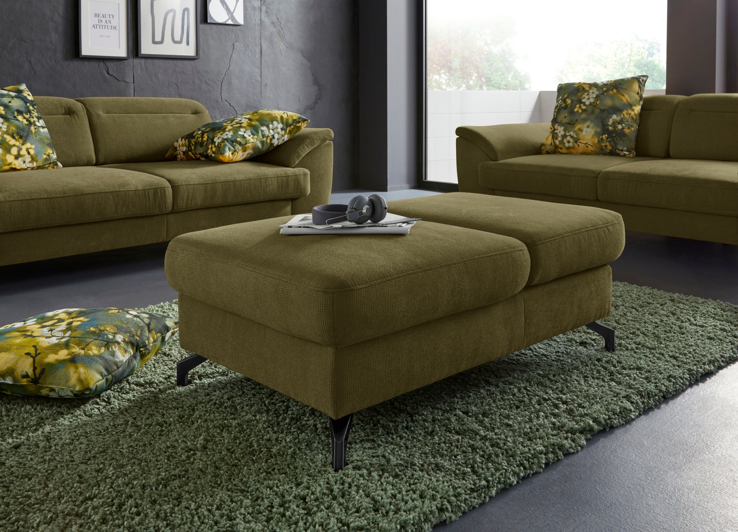 sit&more Hocker »Percy«, Fußhöhe 12 cm, mit Klappfunktion, wahlweise in 2 Fußfarben
