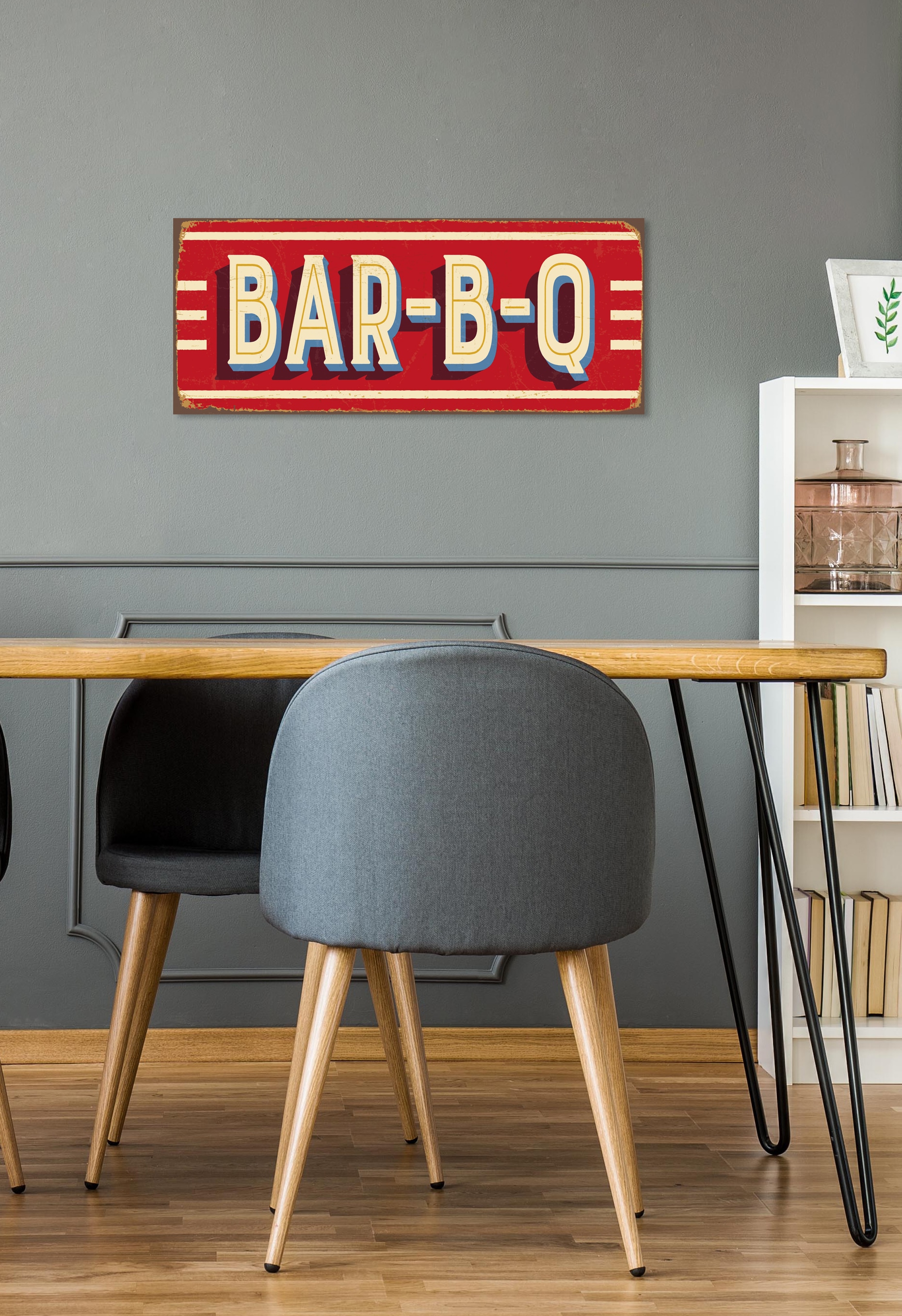 queence Metallbild »BAR-B-Q«, Sprüche & Texte, Schriftzug, Stahlschilder