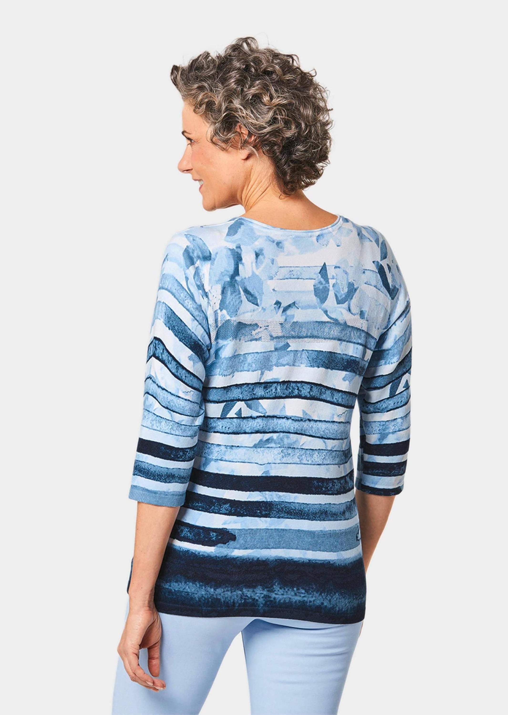 GOLDNER Rundhalspullover »Unkomplizierter Druckpullover mit schimmernden Schmucksteinen«