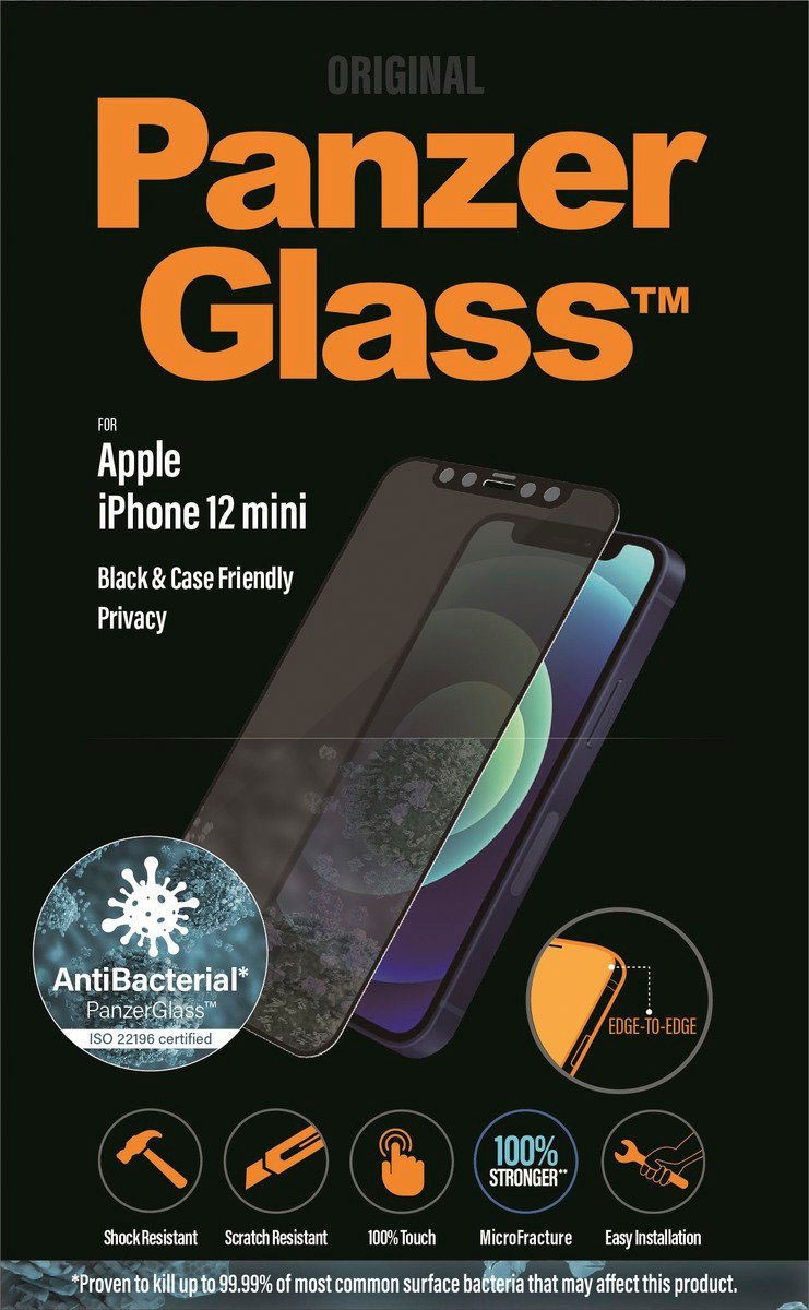 PanzerGlass Displayschutzglas »E2E CaseFriendly Privacy für Apple iPhone 12 Mini«, für Apple iPhone 12 Mini