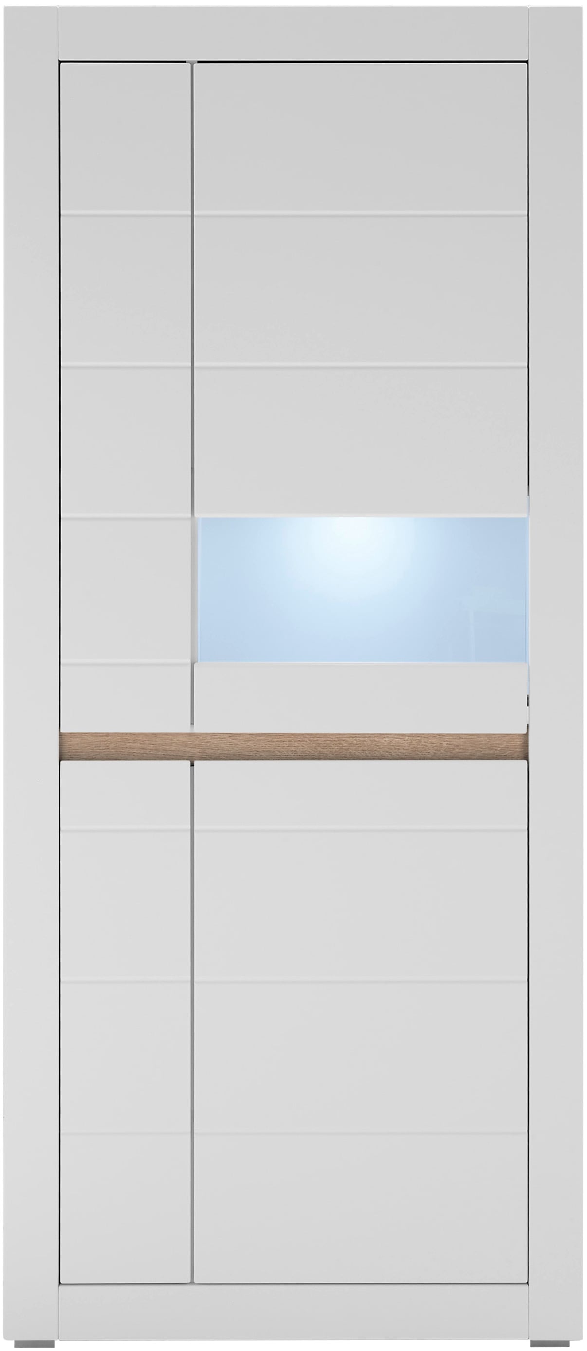 INOSIGN Vitrine »Chester, Hochschrank mit Stauraum, Glasvitrine, Anrichte, Weiß Matt«, (1 St.), austauschbare Blende in der Griffleiste, zeitloses Design, 85 cm breit