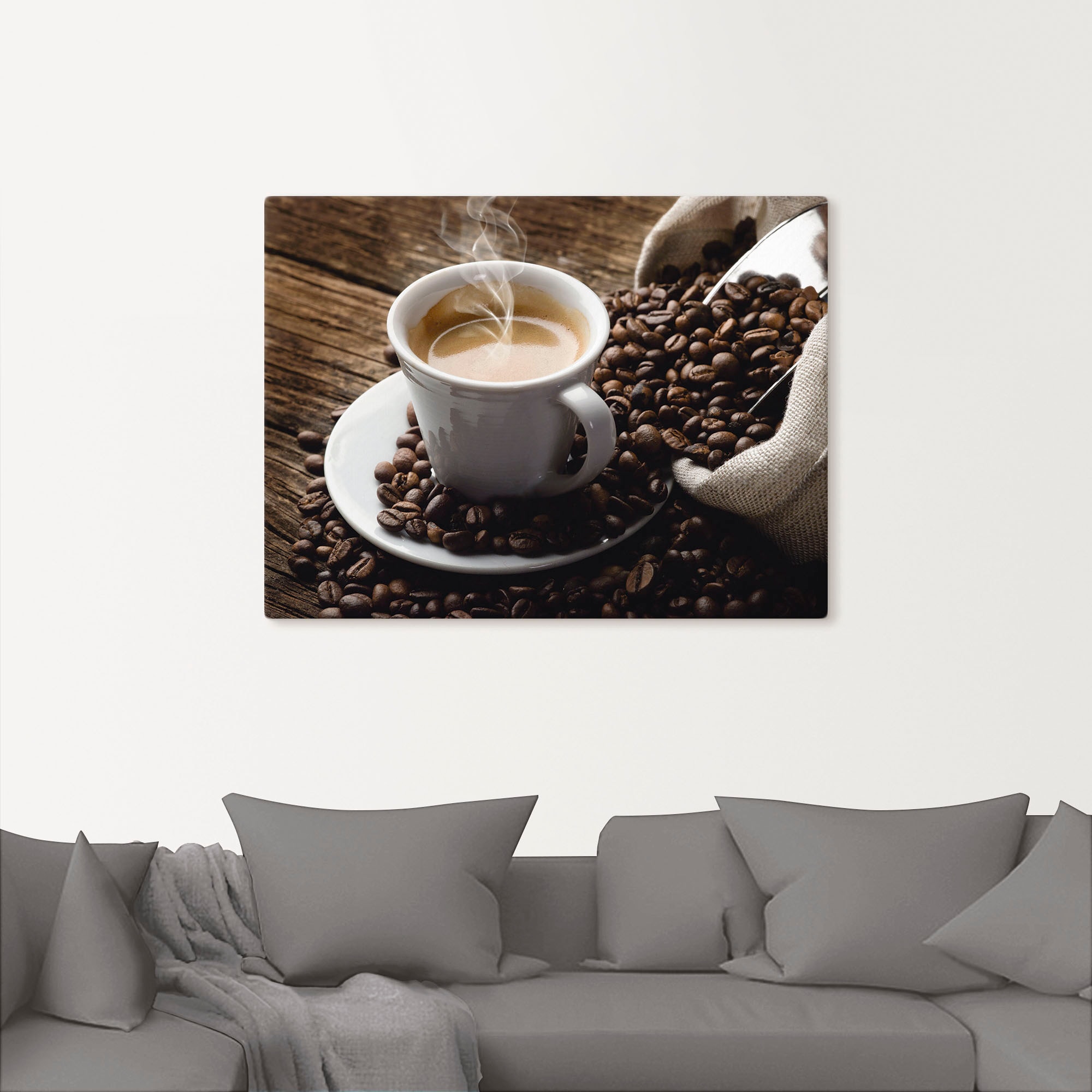 Artland Wandbild Leinwandbild, dampfender Alubild, Kaffee Poster bei Kaffee«, (1 Wandaufkleber in als »Heißer - OTTO versch. Getränke, oder Größen St.)