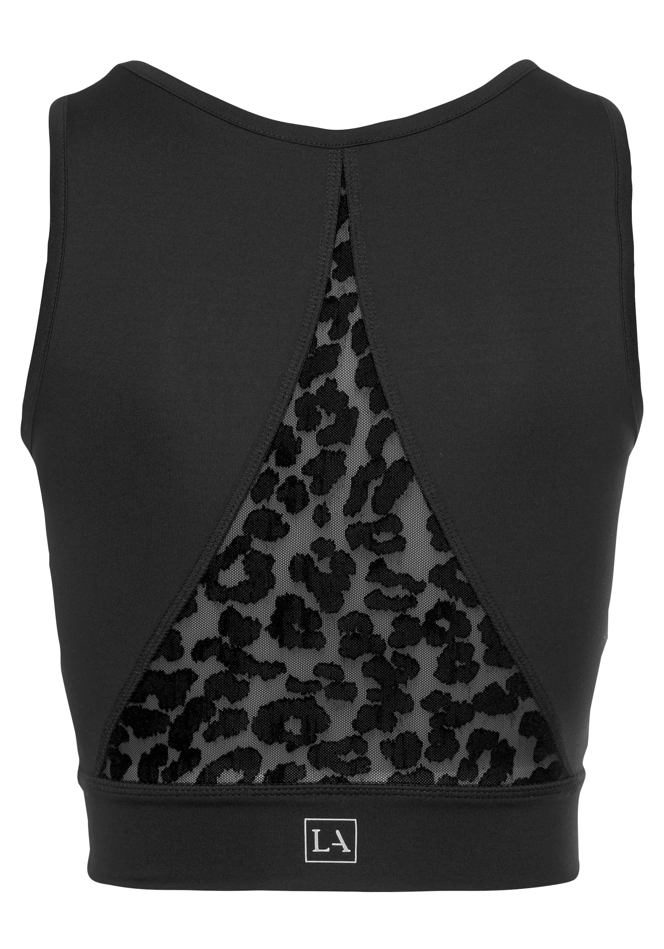 LASCANA ACTIVE Funktionsshirt, mit Mesh-Einsatz und Leo Muster