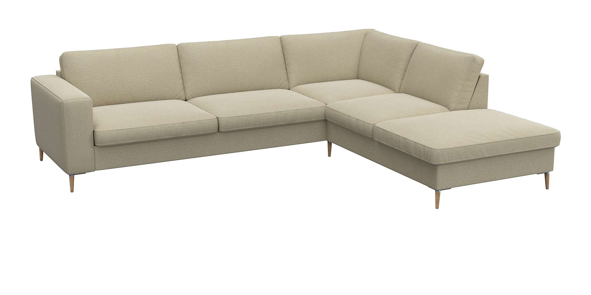 FLEXLUX Ecksofa »Fiore, Sitzaufbau mit hochwertigem Kaltschaum für mehr Sitzkomfort«, breite Armlehnen, L-Form, Füße Alu/Eiche
