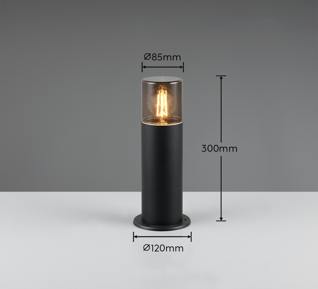 TRIO Leuchten Außen-Stehlampe »HOOSIC, Outdoor Wegeleuchte Ø 12cm, exkl 1x E27 max 28W« E27 1 Stk. warmweiß - kaltweiß Garten Stehleuchte IP44 mit getöntem Lampenschirm (rauchfarbig)