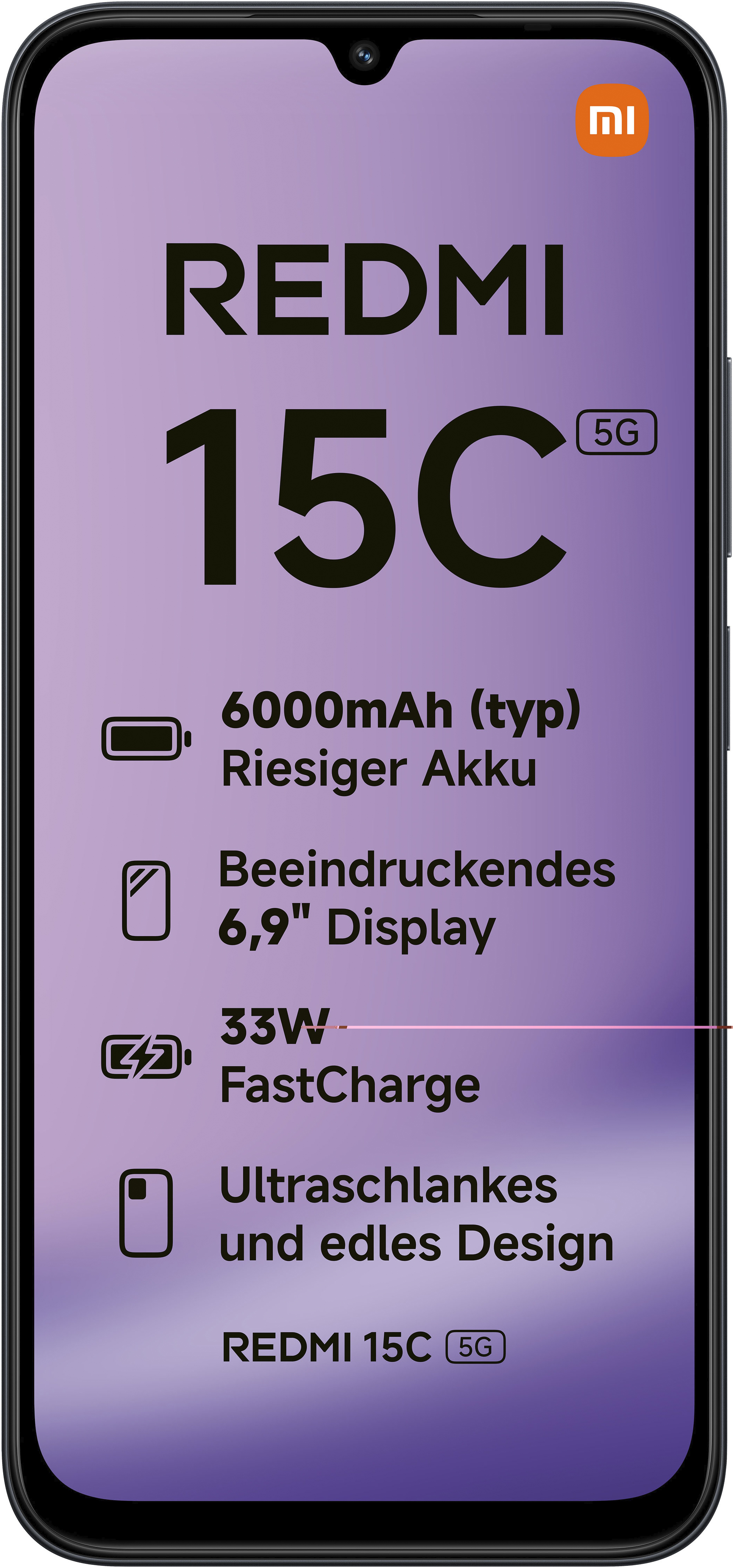 Xiaomi Smartphone »Redmi 15C 5G 4+128GB«, Midnight Black