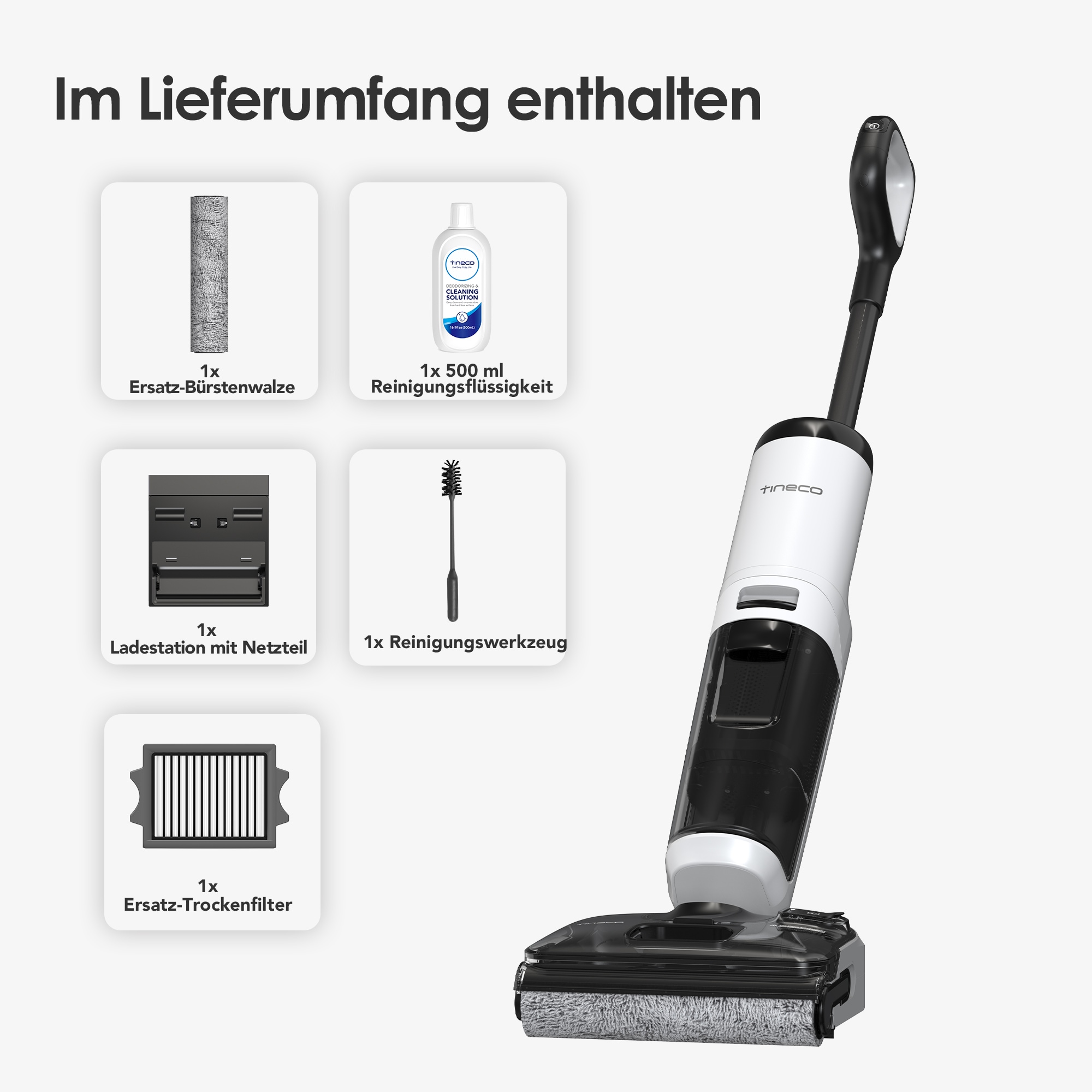 Tineco Nass-Trocken-Sauger »FLOOR ONE S5 Max 22.000pa Saugleistung, 85° Grad Selbstreinigung« Anti Allergiker HEPA Filter, nur 13,5cm hoch