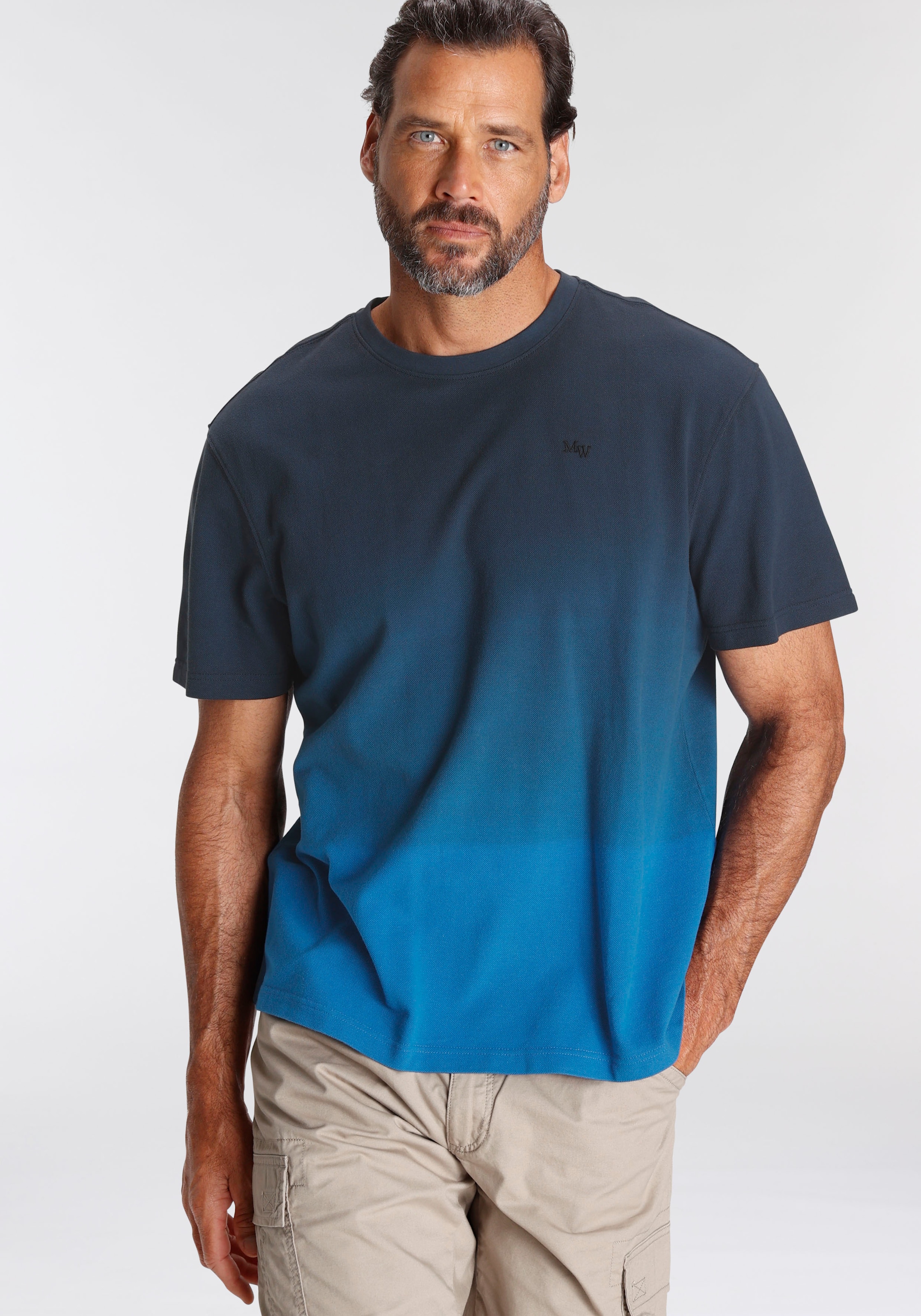 Man's World T-Shirt, Kurzarm, Regular Fit, unifarben, Rundhalsausschnitt