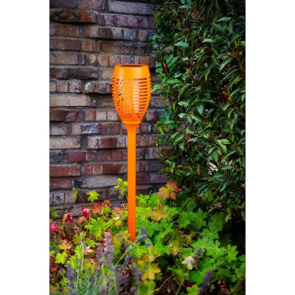 BONETTI LED Gartenfackel »Solar Fackel«, LED-Modul, 1 St., LED Solar Gartenfackel orange mit realer Flamme