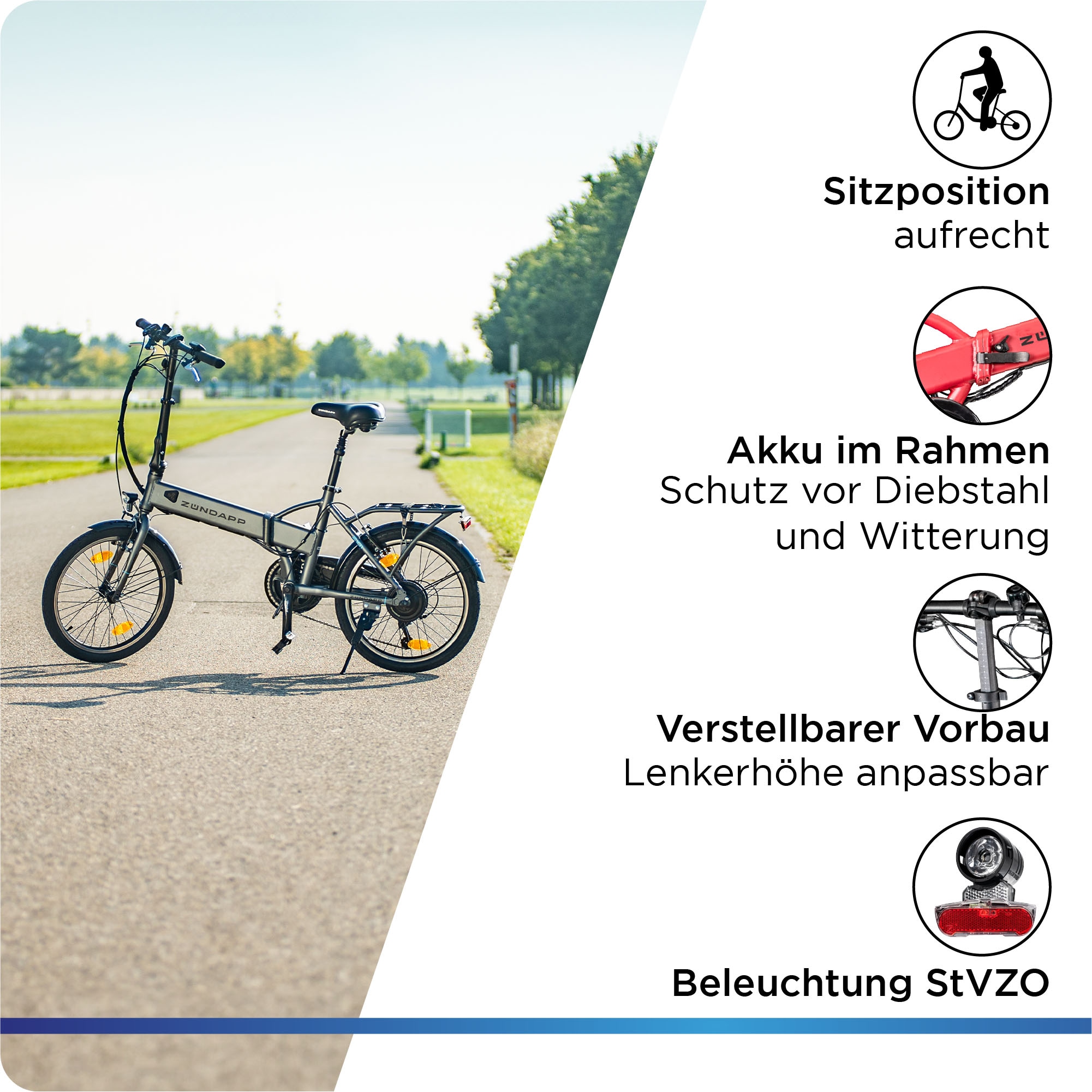 Zündapp »Z101« 6 Gang Shimano Tourney RD-TY300 Schaltwerk Kettenschaltung Heckmotor 250 W Pedelec, Elektrofahrrad für Damen u. Herren