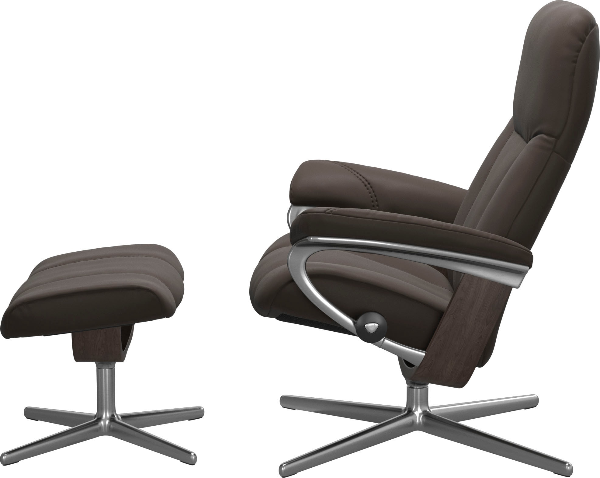 Stressless® Relaxsessel »Consul« Set, Relaxsessel mit Hocker,  mit Hocker, mit Cross Base, Größe S, M & L, Holzakzent Wenge