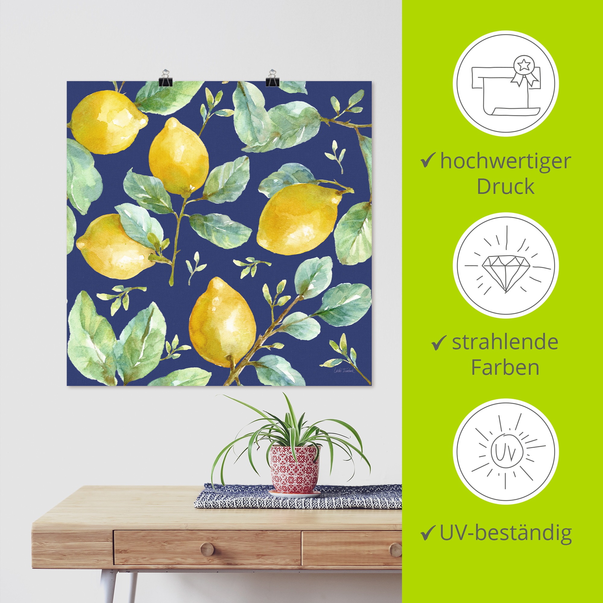 Artland Wandbild »Le Citron Pattern IB« Pflanzenbilder 1 Stk. tlg. als Alubild, Leinwandbild, Poster, Wandaufkleber in verschied. Größen