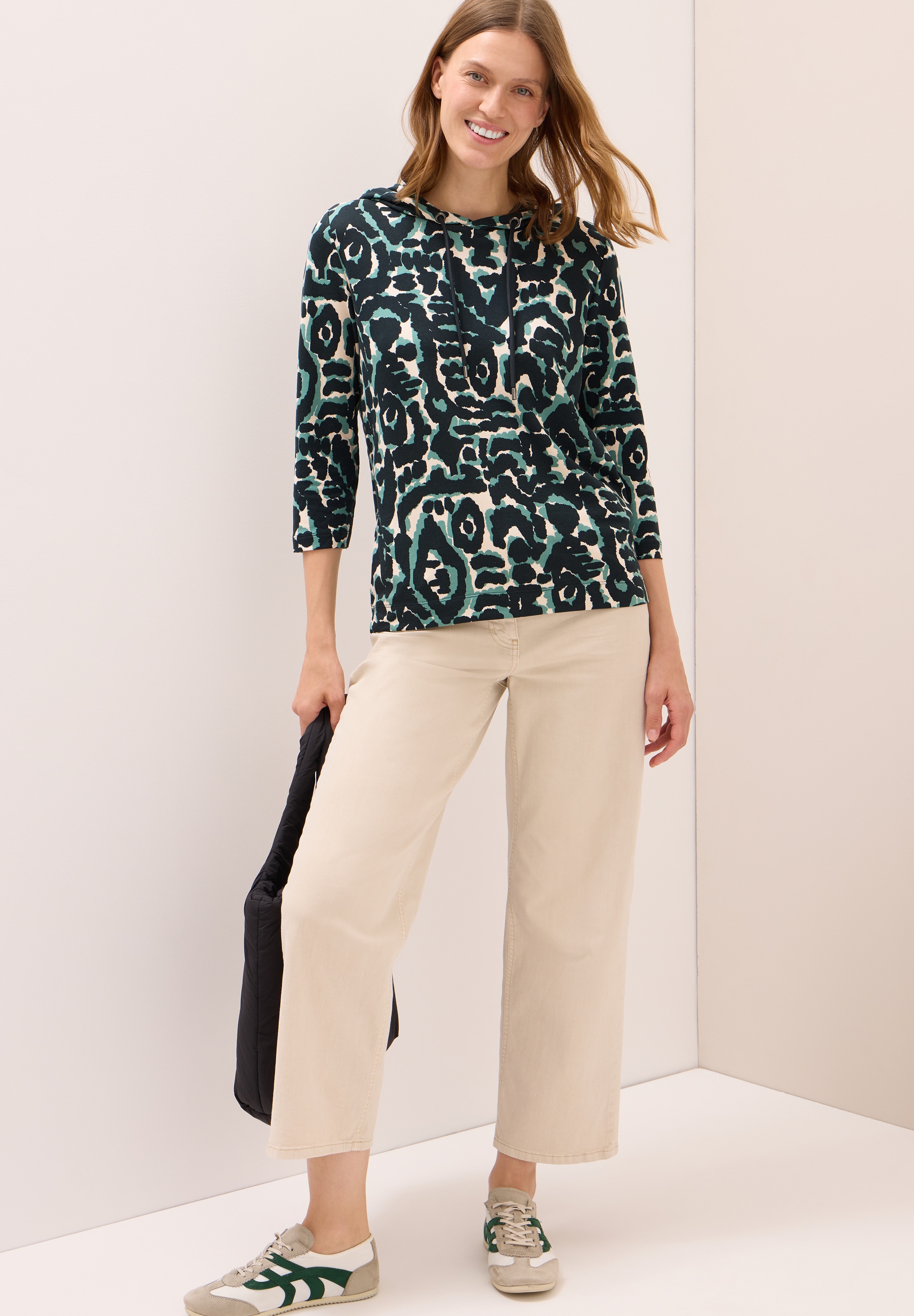 Cecil Kapuzensweatshirt, mit 3/4 Arm, gemustert