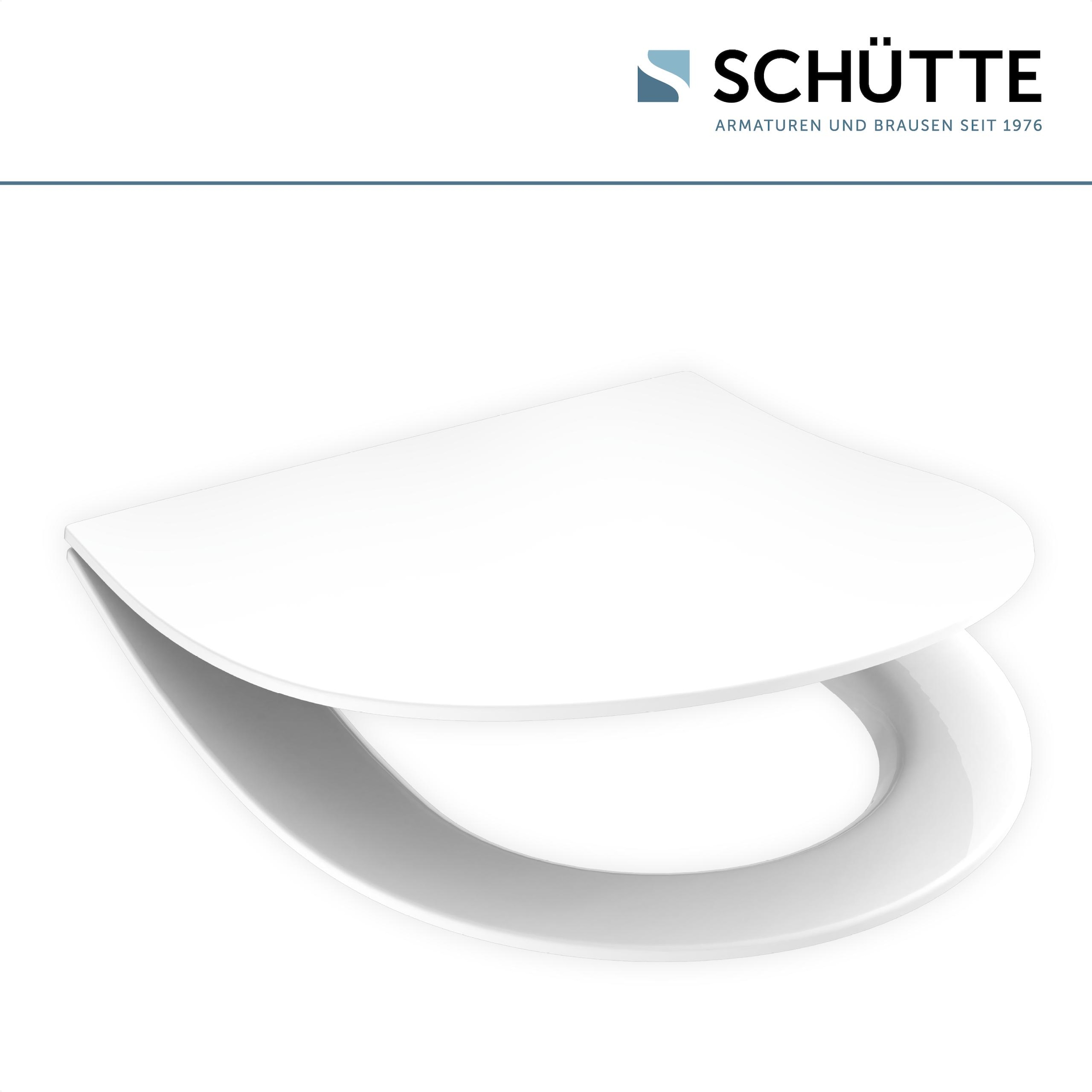 Schütte WC-Sitz »Duroplast, WHITE D-Form PRO 6«, (WC-Sitz, Befestigungsmaterial, Montageanleitung), mit Absenkautomatik und Schnellverschluss