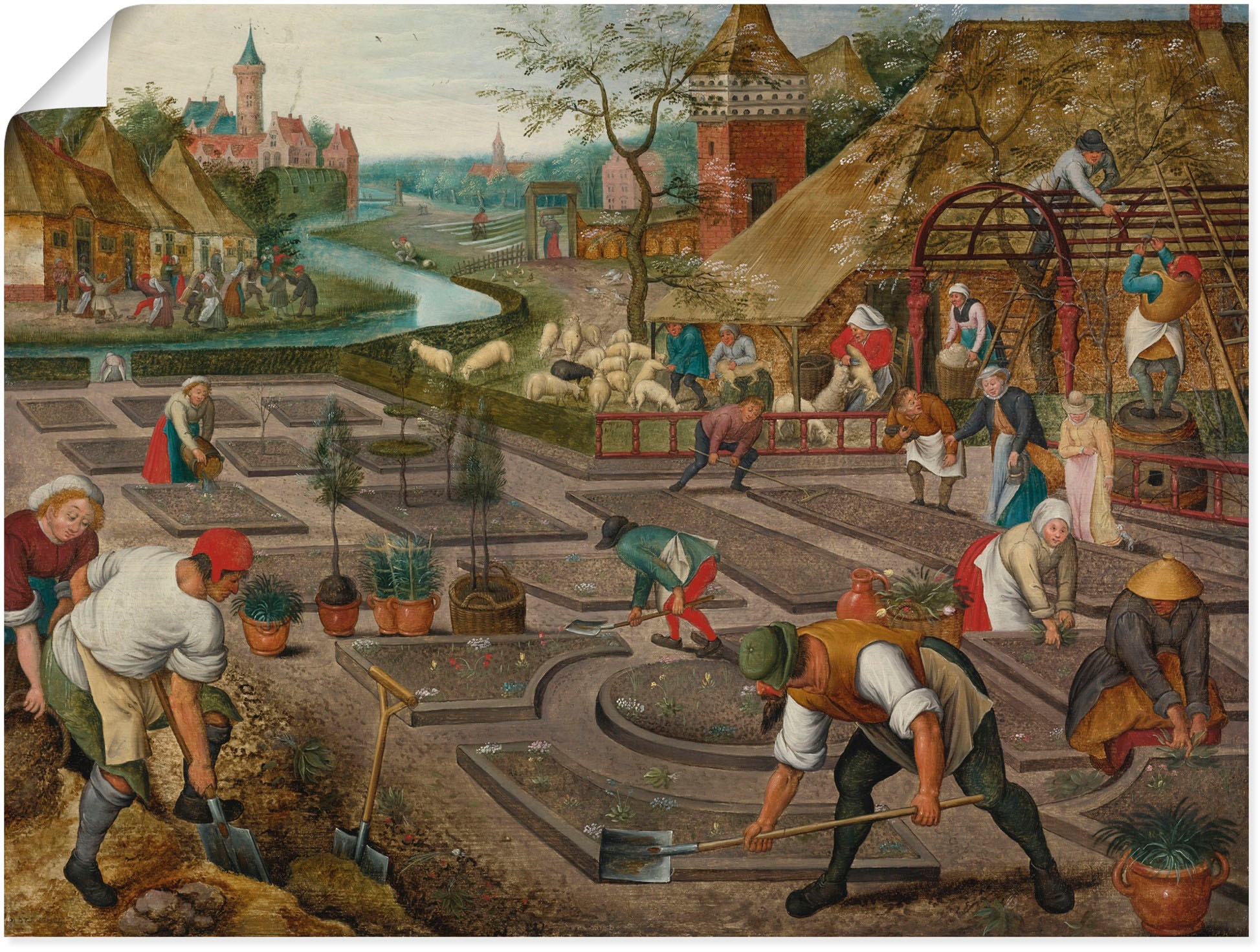 Artland Wandbild »Frühling. Um 1625-30«, Bilder von Berufen, (1 St.), in vielen Größen & Produktarten - Alubild / Outdoorbild für den Außenbereich, Leinwandbild, Poster, Wandaufkleber / Wandtattoo auch für Badezimmer geeignet