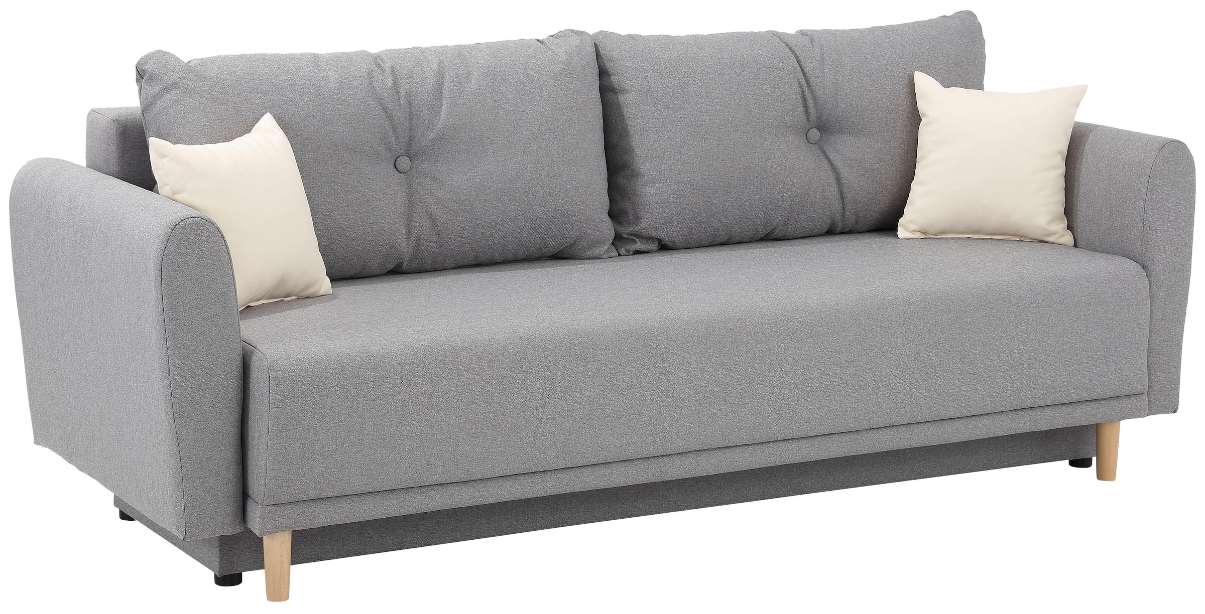 Home affaire Schlafsofa »Scandic, B: 219 cm, Liegel. 137x195 cm« Bettfunktion, Bettkasten & 2 Zierkissen, Federkern