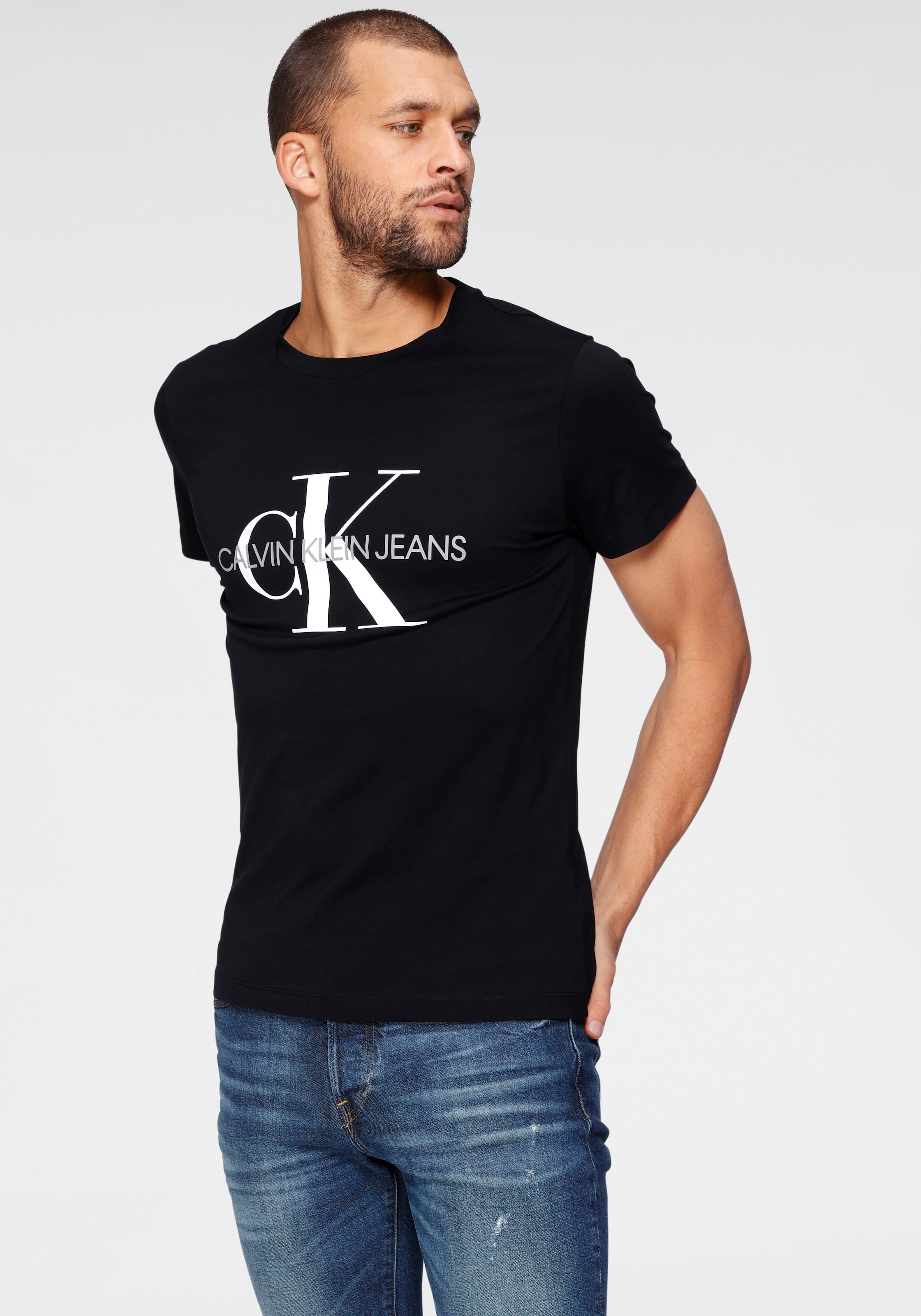 Calvin Klein Jeans T-Shirt »ICONIC MONOGRAM SLIM TEE«, mit großem CK-Print