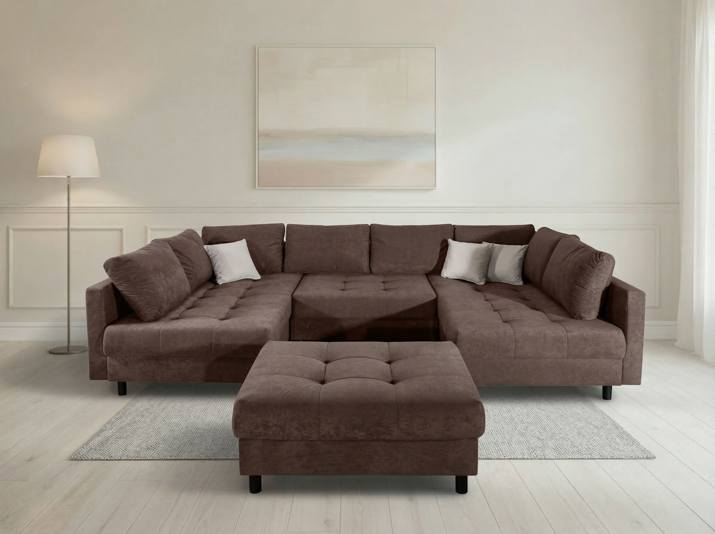COLLECTION AB Wohnlandschaft »Antonia U-Form, B: 298 cm« Wohnlandschaft, Rückenkissen, 2 ottomane, Komfortablem Bonnelfederkern