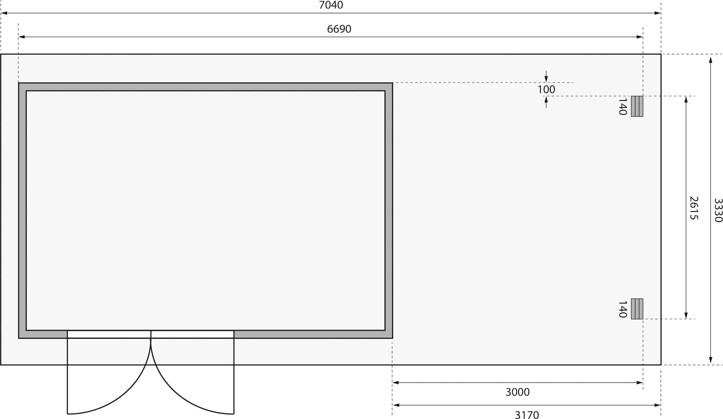 Karibu Gartenhaus »Schloßsee 8« mit Anbaudach, anthrazit, terragrau oder natur