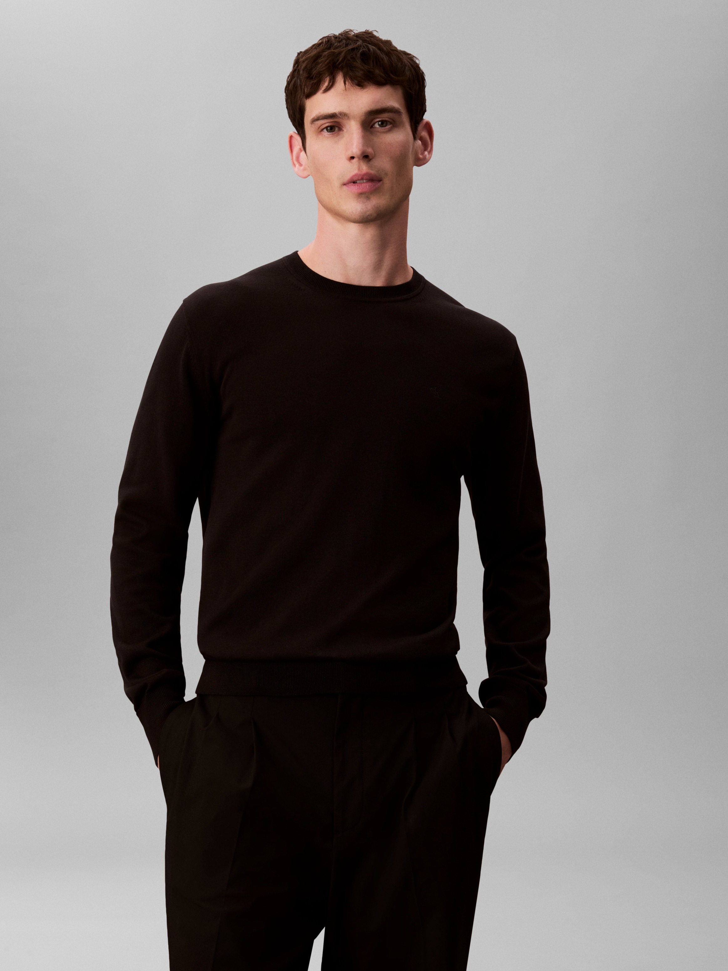 Calvin Klein Strickpullover »LS SUPIMA COTTON CREW 14GG« Mit Rundhalsausschnitt