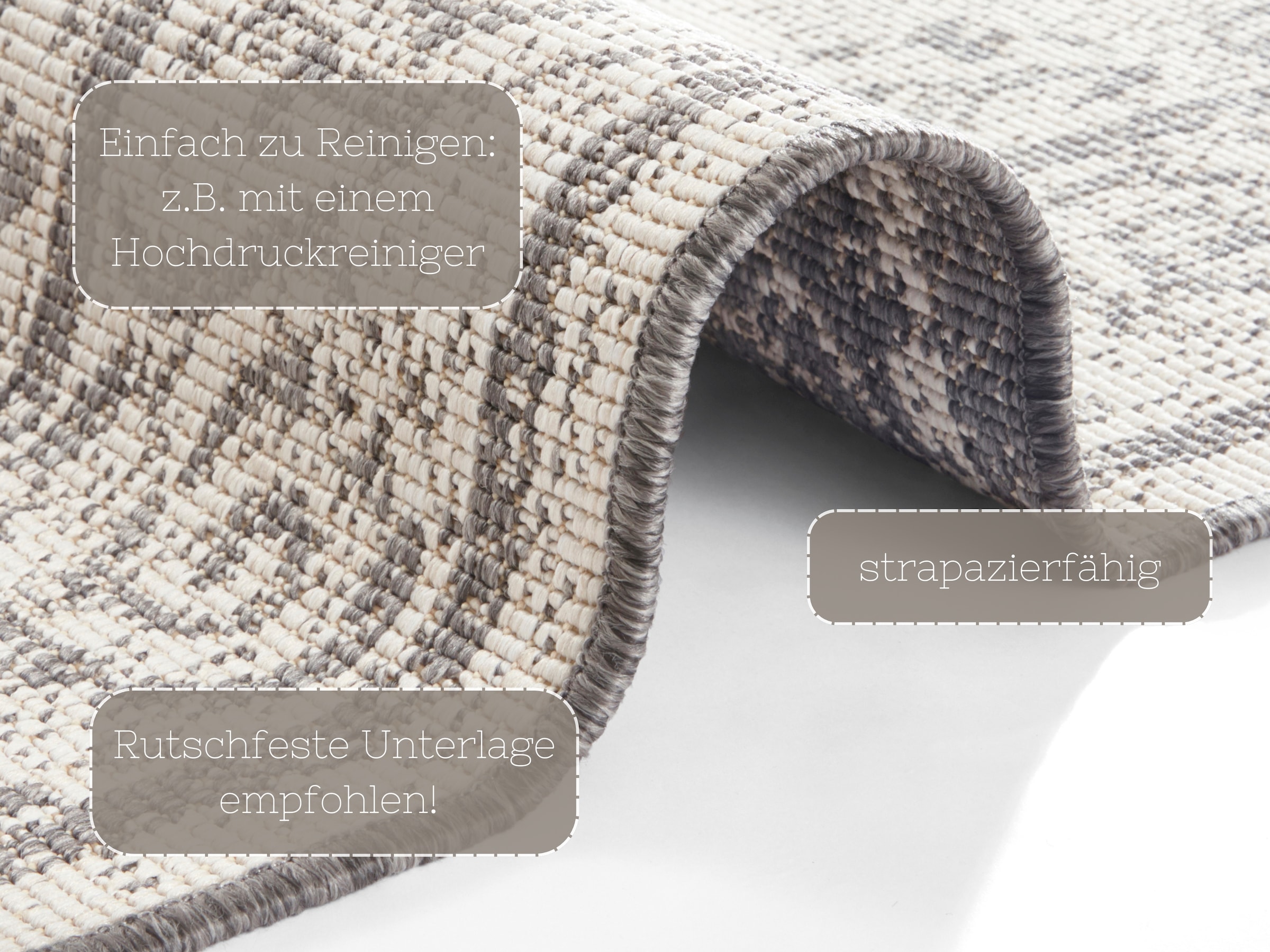 NORTHRUGS Teppich »CEBU Wendeteppich«, rechteckig, 5 mm Höhe, In-& Outdoor, Wetterfest, Balkon, Wohnzimmer, Wasserfest, Orientalisch