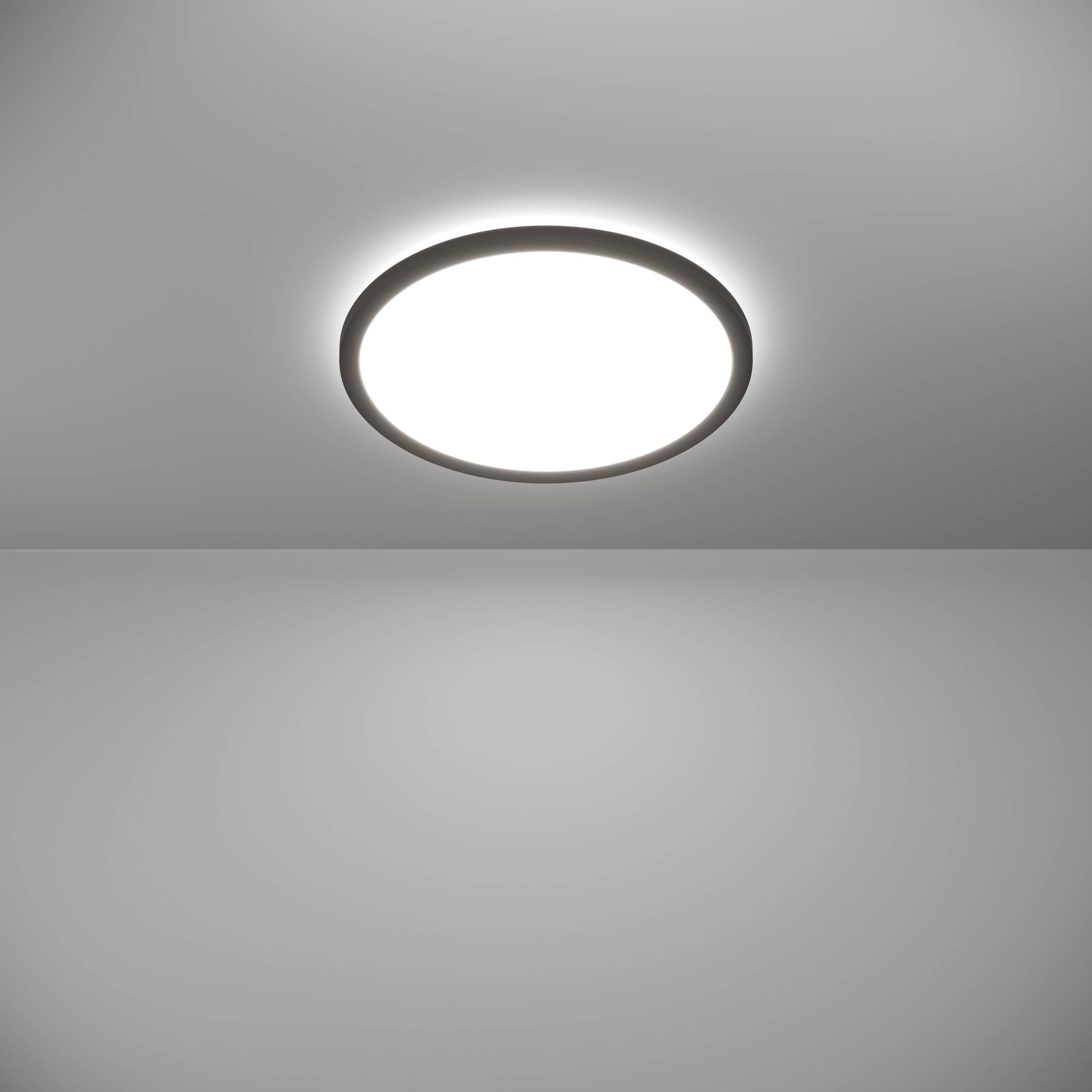 EGLO Deckenleuchte »Rovito Deckenlampe, Deckenbeleuchtung, Badlampe, Kunststoff, IP44« LED-Modul 1 Stk. Kaltweiß | Neutralweiß | Warmweiß Wand-/Deckenleuchte - H3 x Ø38,9 cm - schwarz - 18,5W inkl.