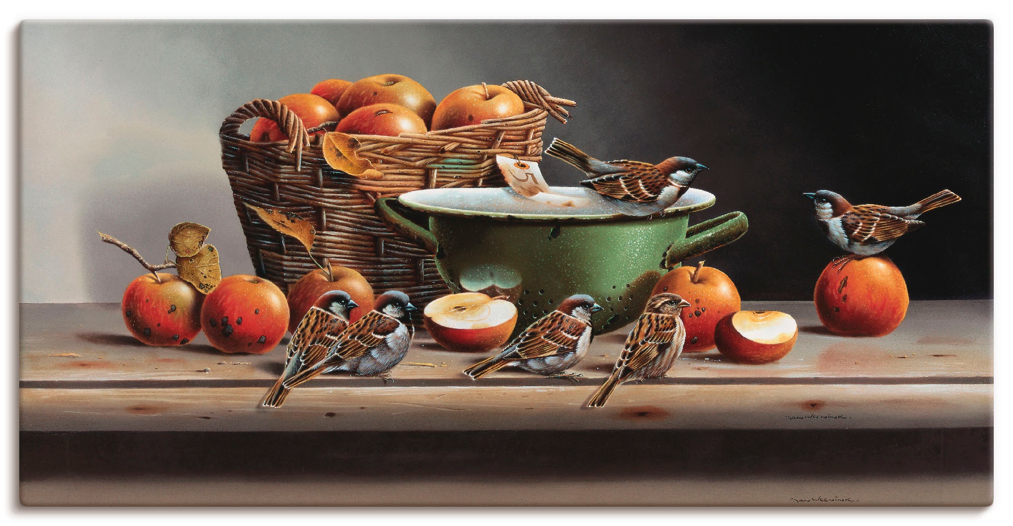 Artland Wandbild »Haus Spatzen I«, Arrangements, (1 St.), in vielen Größen & Produktarten -Leinwandbild, Poster, Wandaufkleber / Wandtattoo auch für Badezimmer geeignet