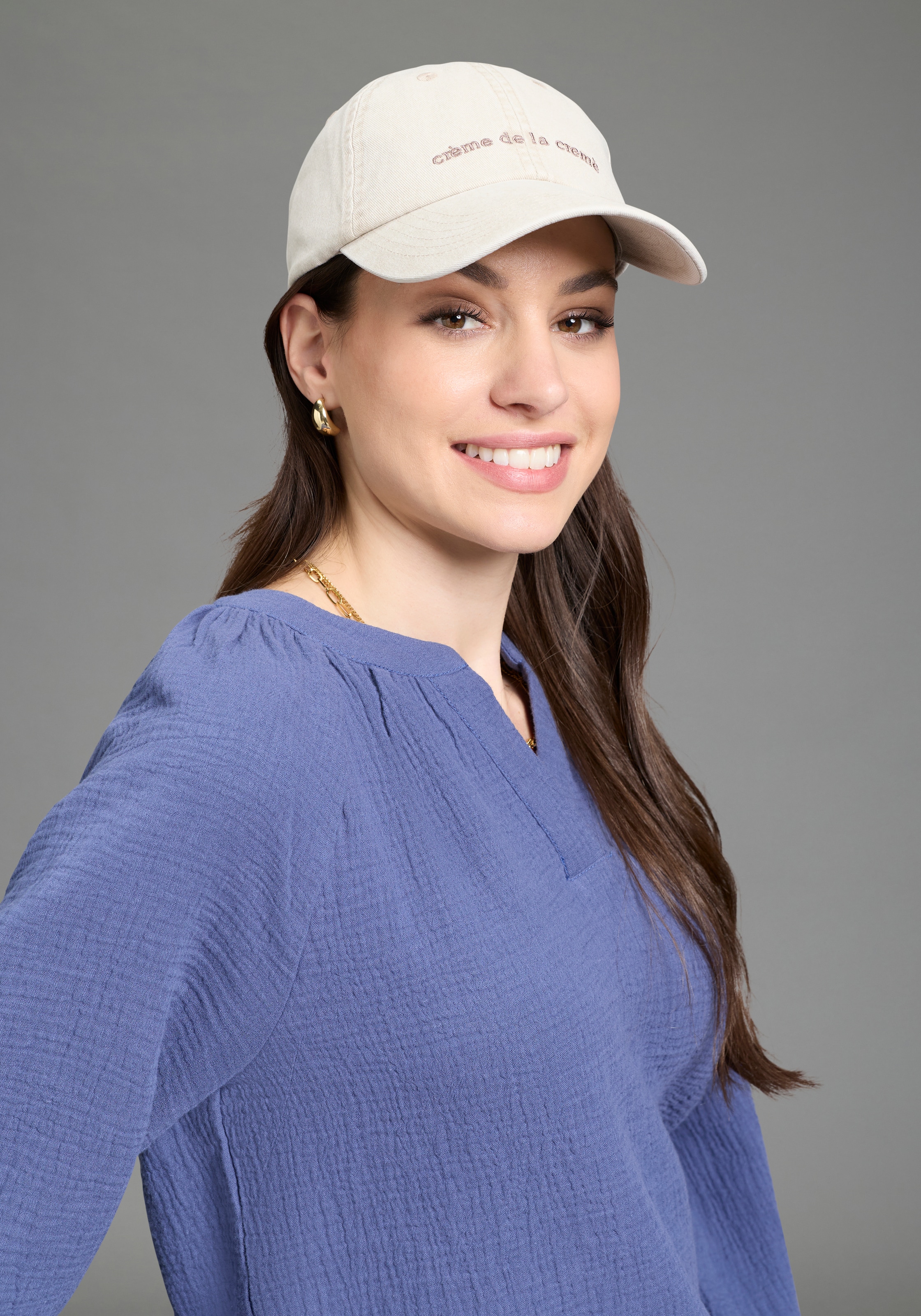 Laura Scott Schlupfbluse feminin geschnitten, aus Baumwolle, unifarben