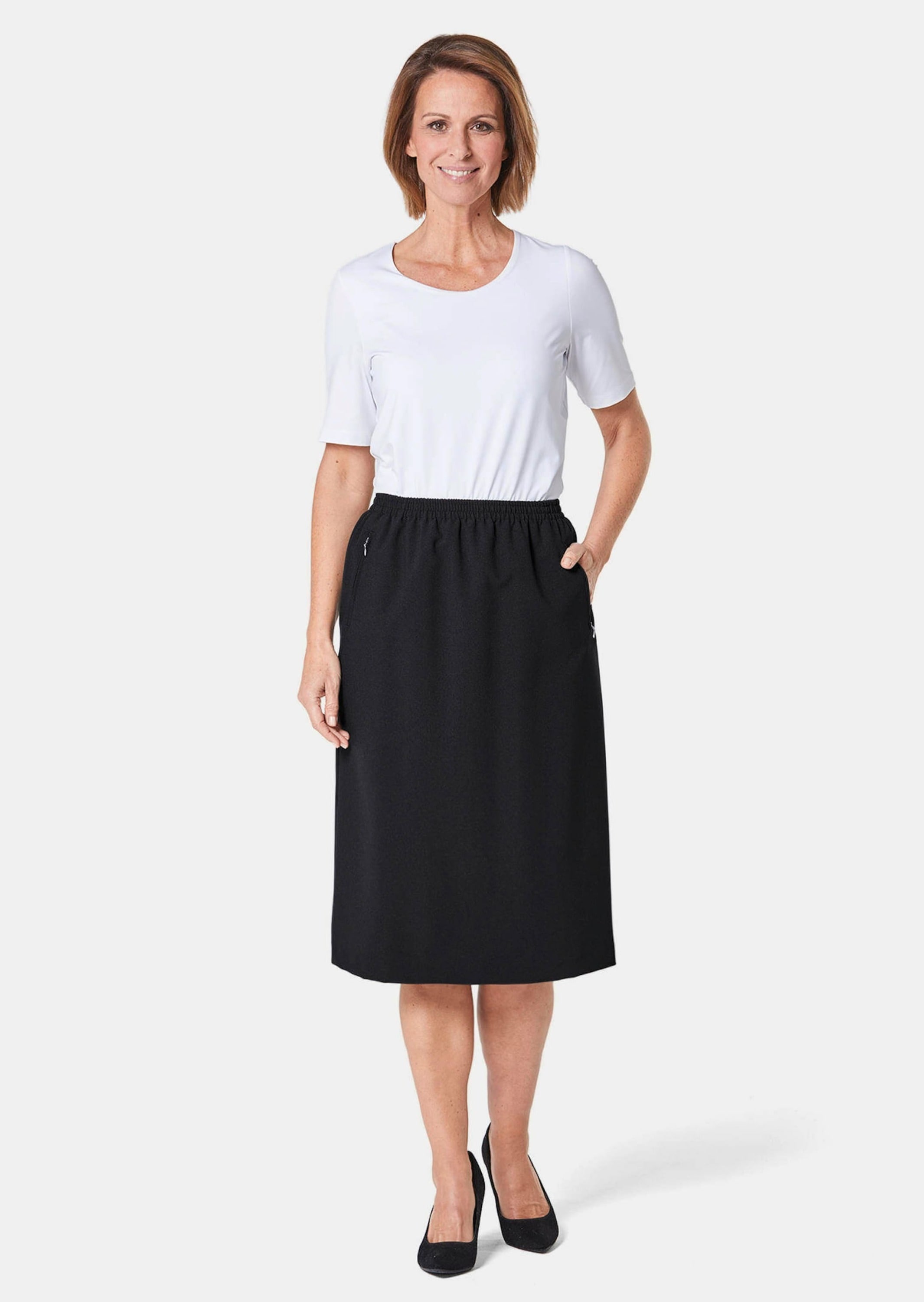 GOLDNER Midirock »Kurzgröße Knitterfreier Reiseschlupfrock« Ohne