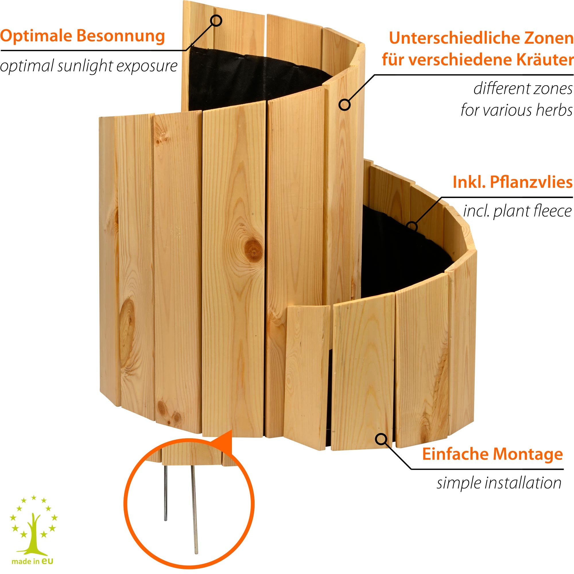 dobar Kräuterspirale »Massivholz, Bausatz« Maße der Kräuterspirale: ca. 250 x 1,6 x 68 cm (L x B x H)