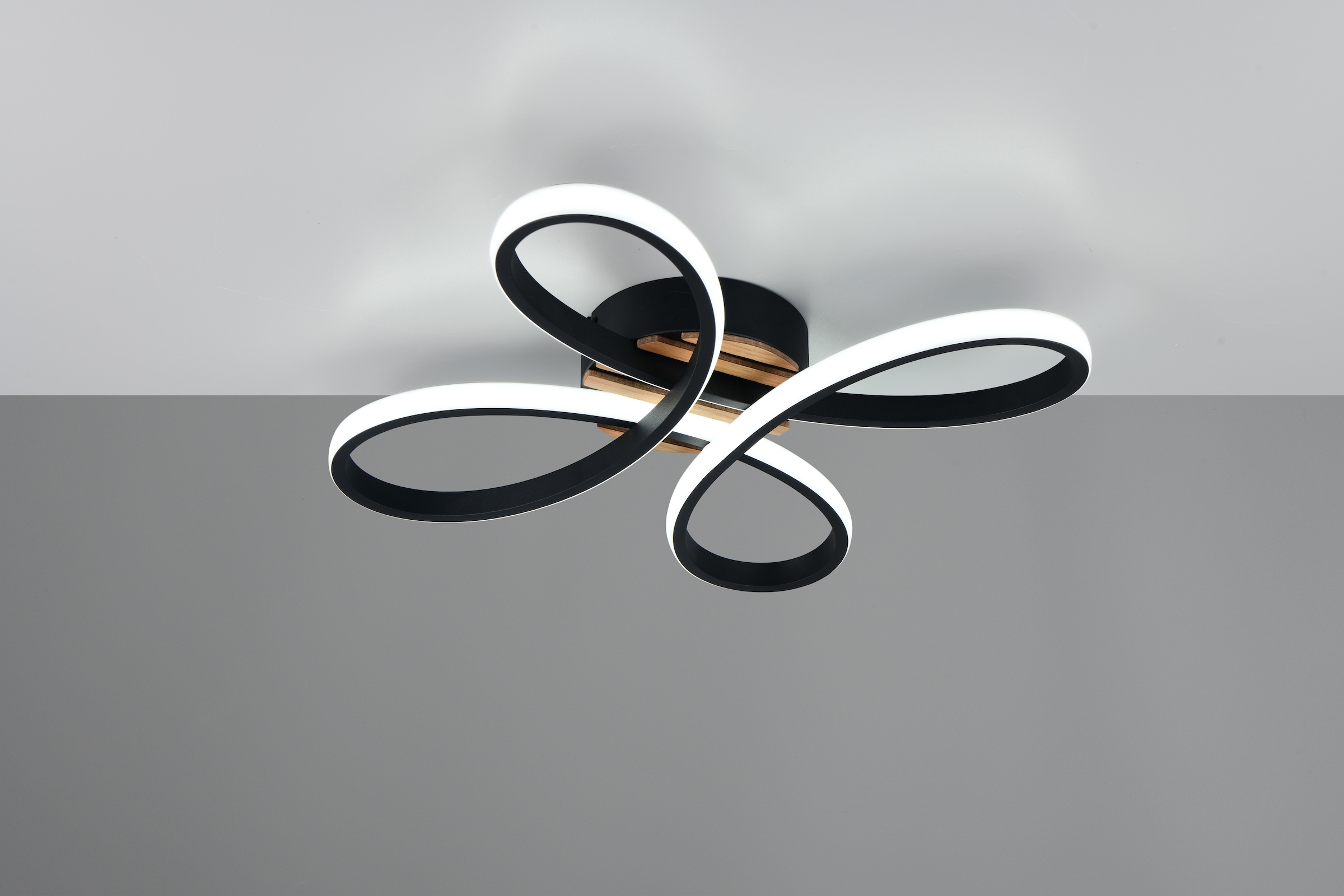 OTTO home LED Deckenleuchte »Ullii, Deckenlampe mit Fernbedienung dimmbar Nachtlicht Memory« LED-Board 1 Stk. warmweiß - kaltweiß CCT stufenlos warm- bis kaltweiß, Holzelemente in Optik Akustikpaneel