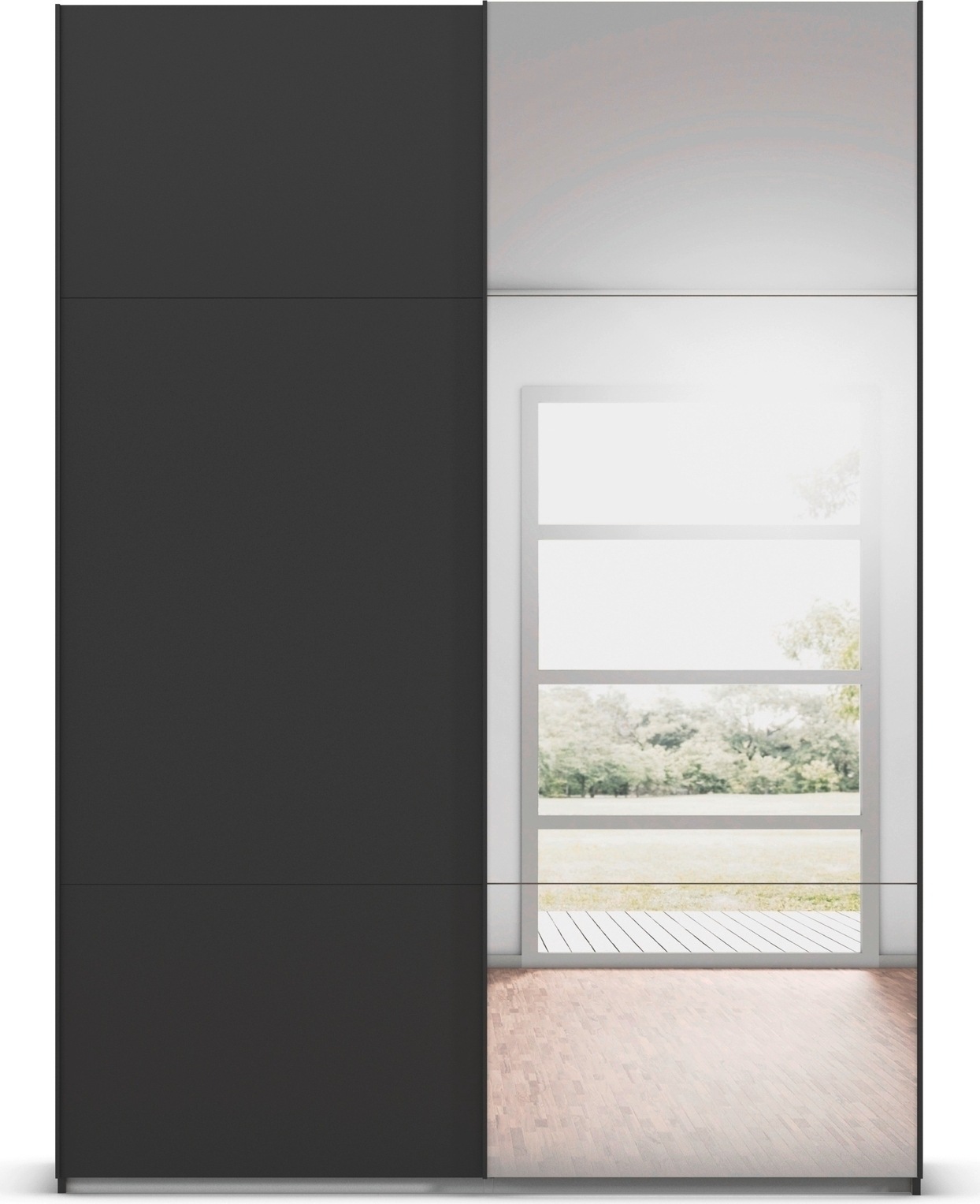 rauch Schwebetürenschrank »Kleiderschrank Schrank Garderobe Schlafzimmerschrank CONTIDO« 3 verschiedene Ausstattungen BASIC/CLASSIC/PREMIUM (inkl. SOFT-CLOSE),  aus hochwertigem Material in 6 Breiten 2 Griff-Farben MADE IN GERMANY