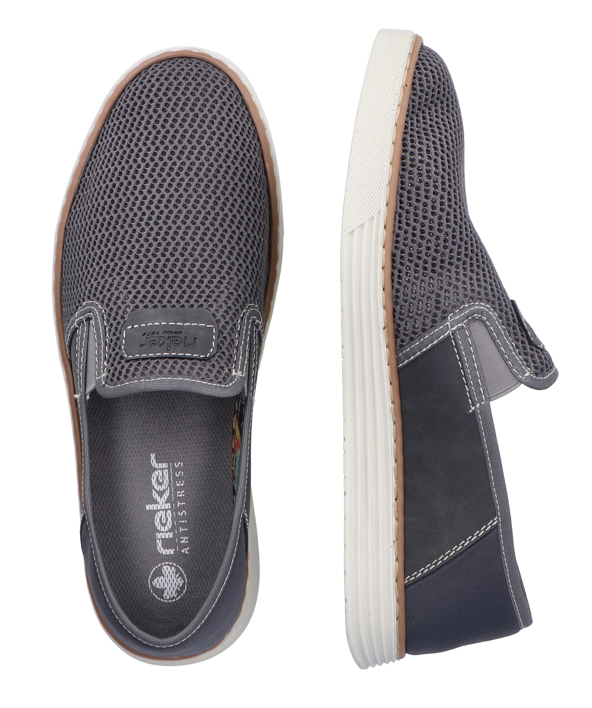 Rieker Slipper, Espadrilles, Sommerschuh mit kontrastfarbenen Ziernähten