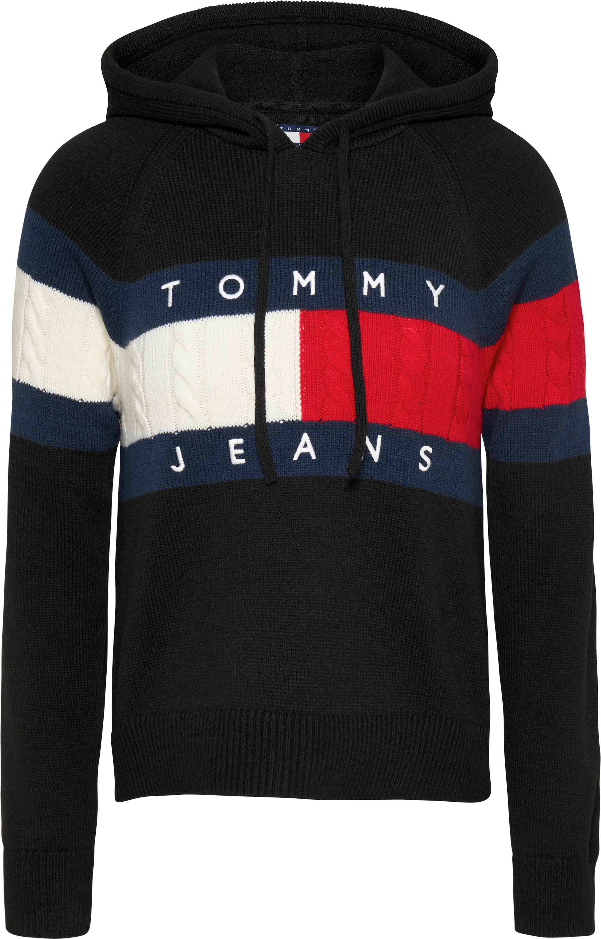 Tommy Jeans Kapuzenpullover »TJW CENTER FLAG HOOD SWEATER EXT«, mit Kapuze, großem Logo-Flag