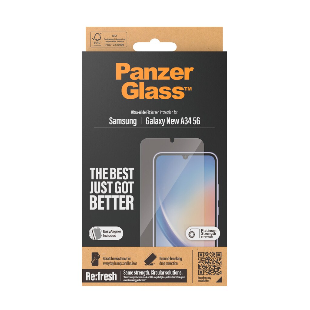 PanzerGlass Displayschutzglas »Re:Fresh Ultra Wide Fit Privacy Screen Protector«, für Samsung Galaxy A35 5G