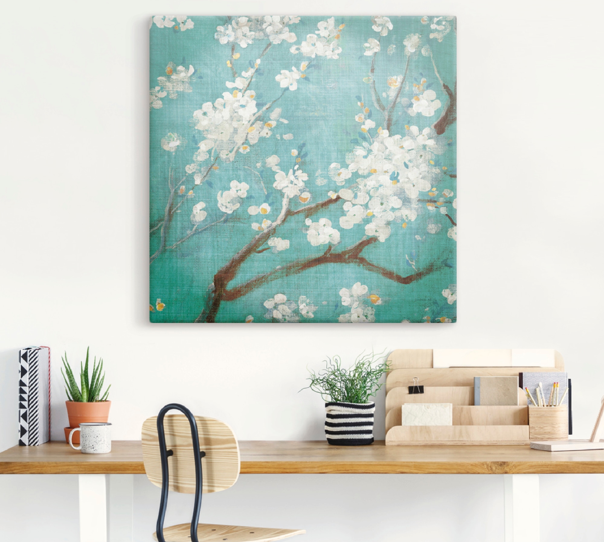 Artland Leinwandbild »Weiße Kirschblüten I«, Blumen, (1 St.), auf Keilrahmen gespannt