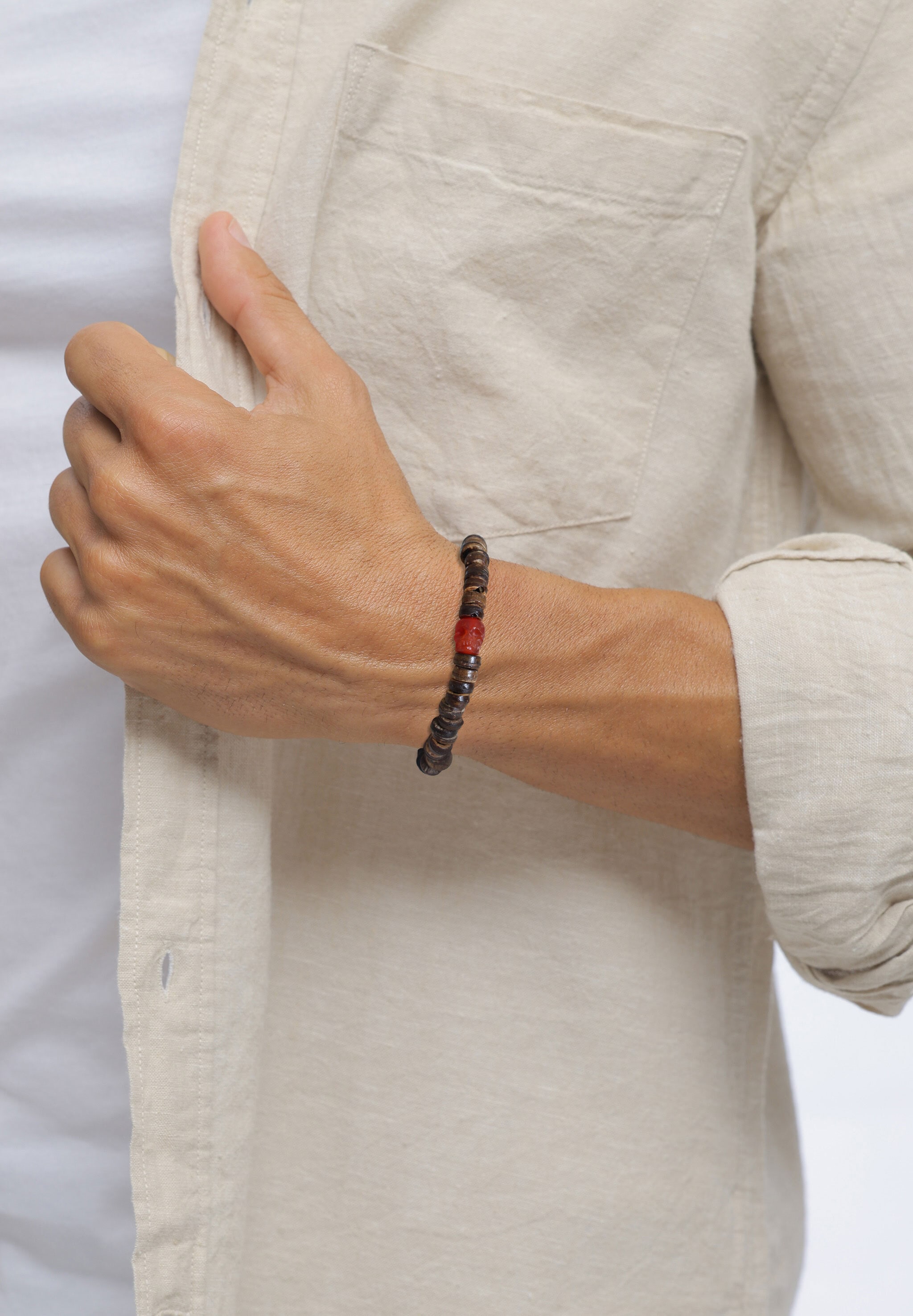 Kuzzoi Armkette »Armband Cornelian Rot Heishi Perlen 925 Sterling Silber«