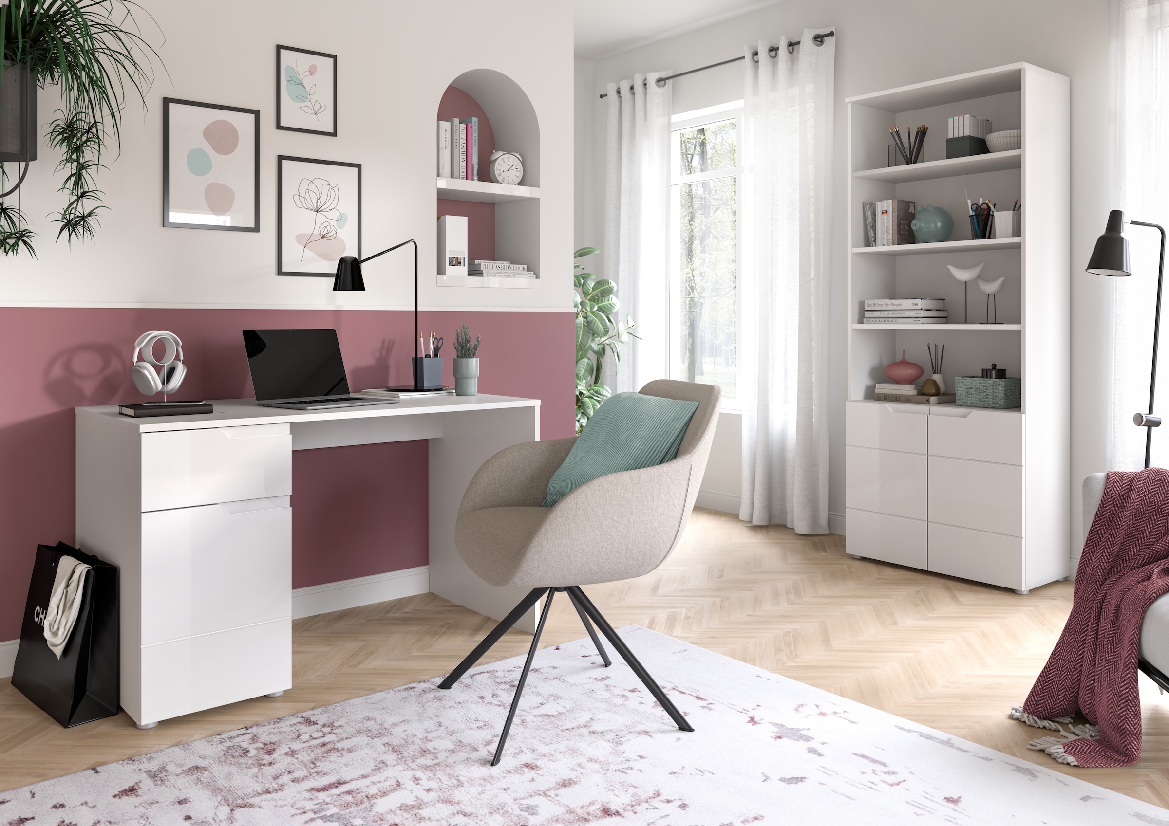 INOSIGN Schreibtisch »CAPRI, 1 Schubkasten & 1Tür inkl. eingefasster Griffmulde«, Computertisch, Home-Office-Tisch, Bürotisch, Office Desk
