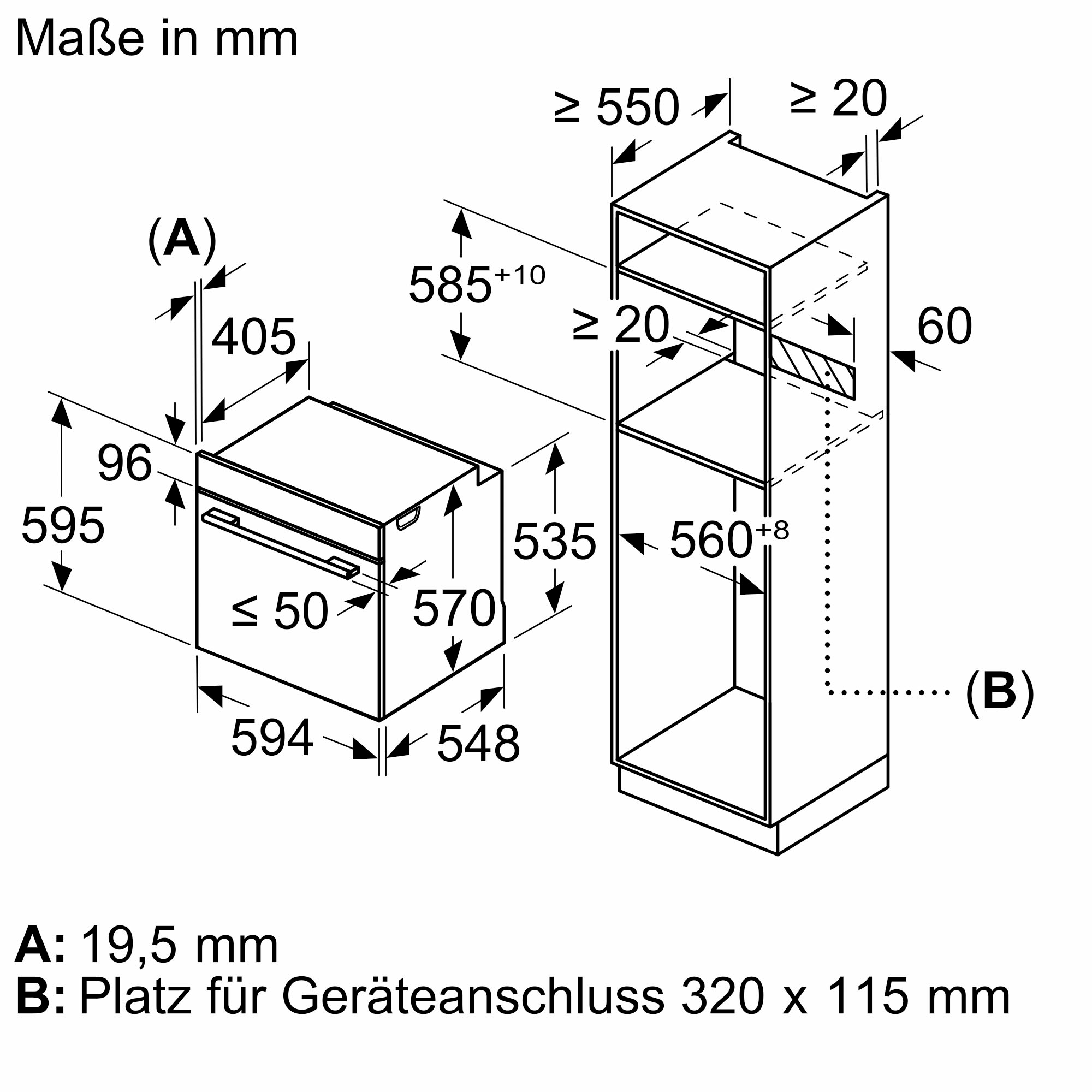 Constructa Einbaubackofen  »CF3M10053«, mit Teleskopauszug nachrüstbar