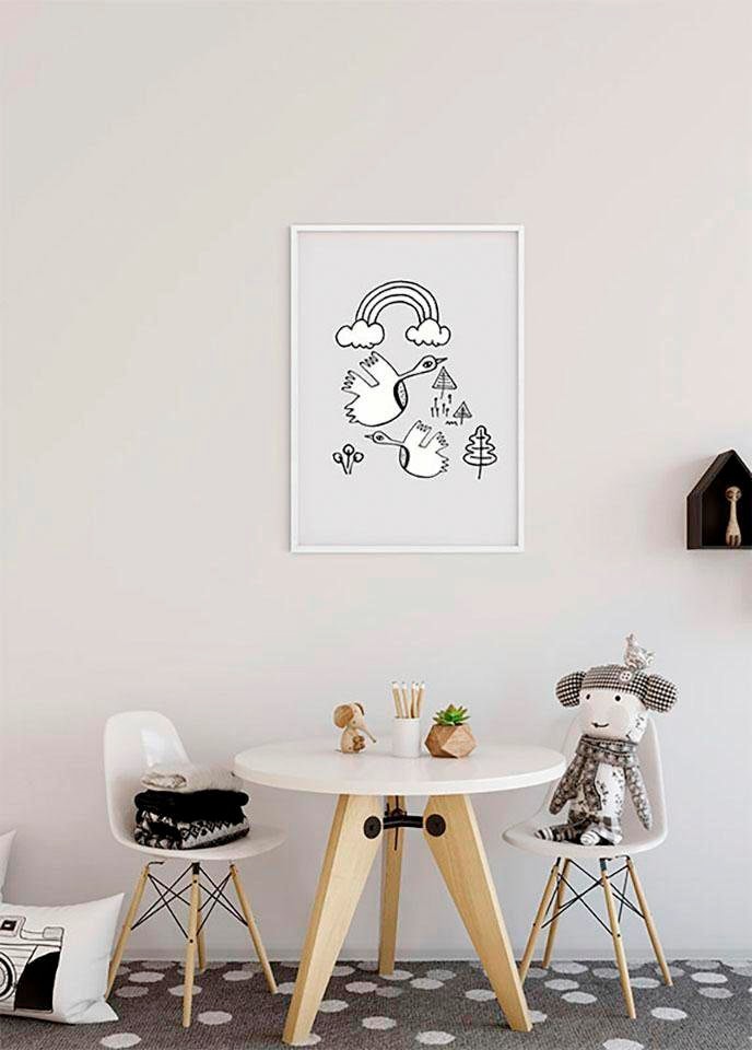 Komar Poster »Scribble Birdy«, Tiere, (1 St.), Kinderzimmer, Schlafzimmer, Wohnzimmer