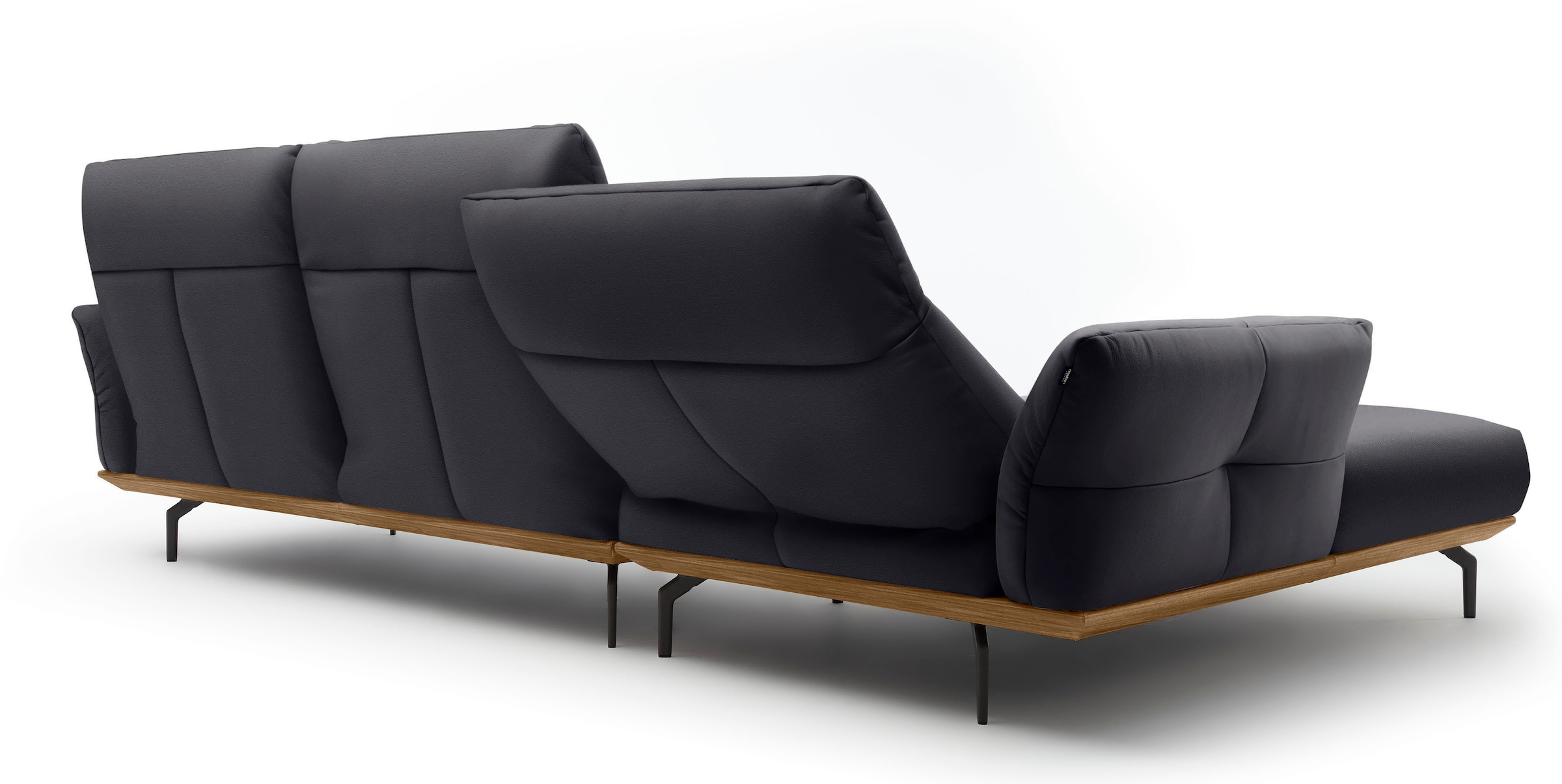 Creation BY ROLF BENZ Ecksofa »CR.460«, Sockel in Nussbaum, Winkelfüße in Umbragrau, Breite 318 cm